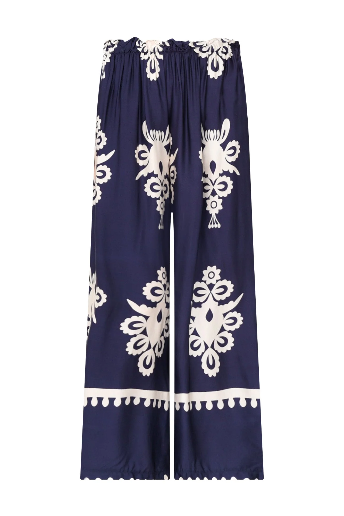Kestrel Navy Abstract Silk Blend Pants