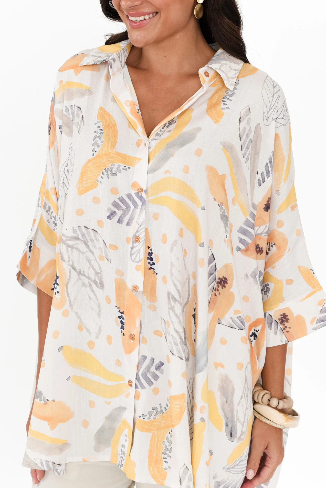 Calisa White Fruity Collared Shirt