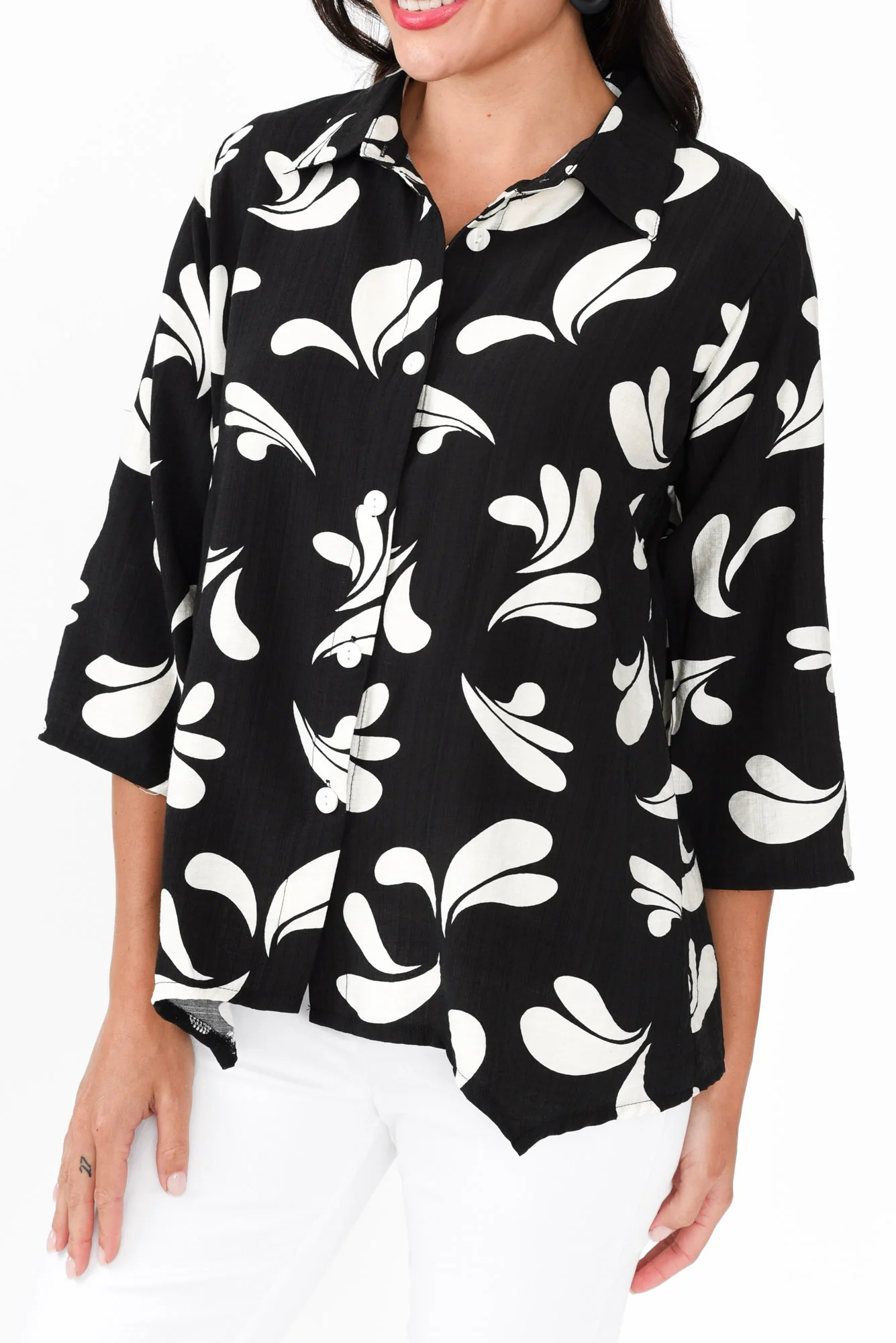 Myah Black Splash Collared Shirt
