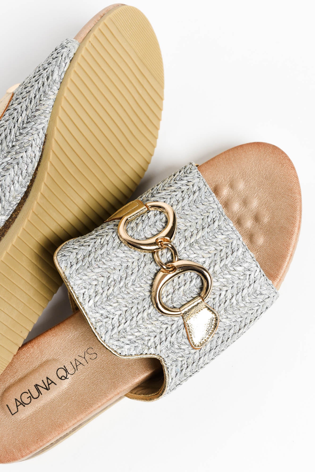 Kandy Stone Raffia Buckle Slide