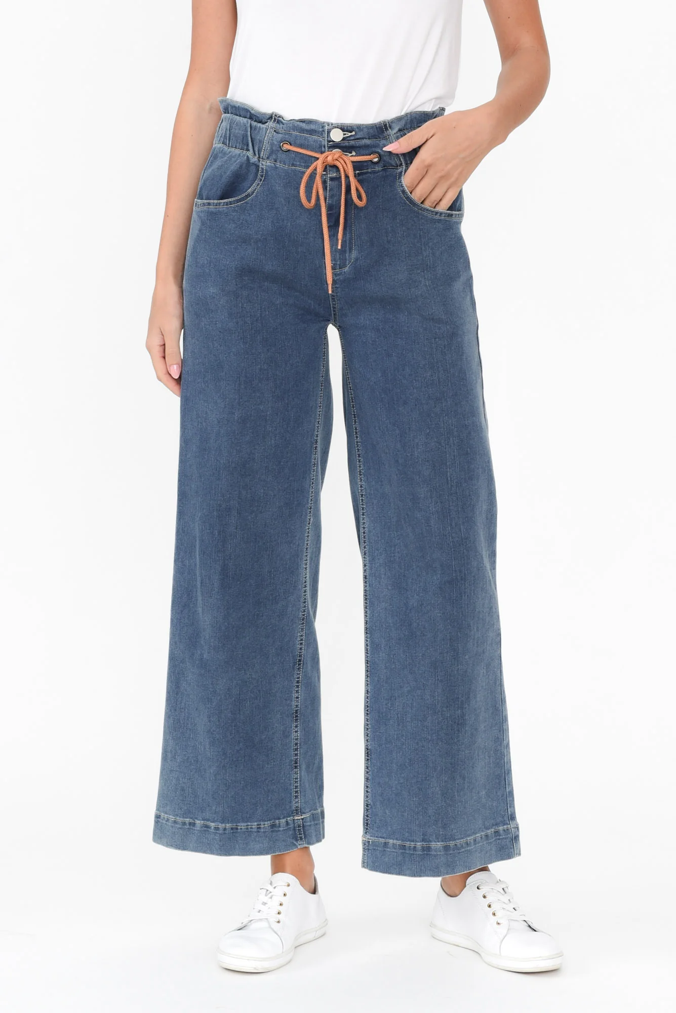 Halifax Dark Blue Denim Wide Leg Pants