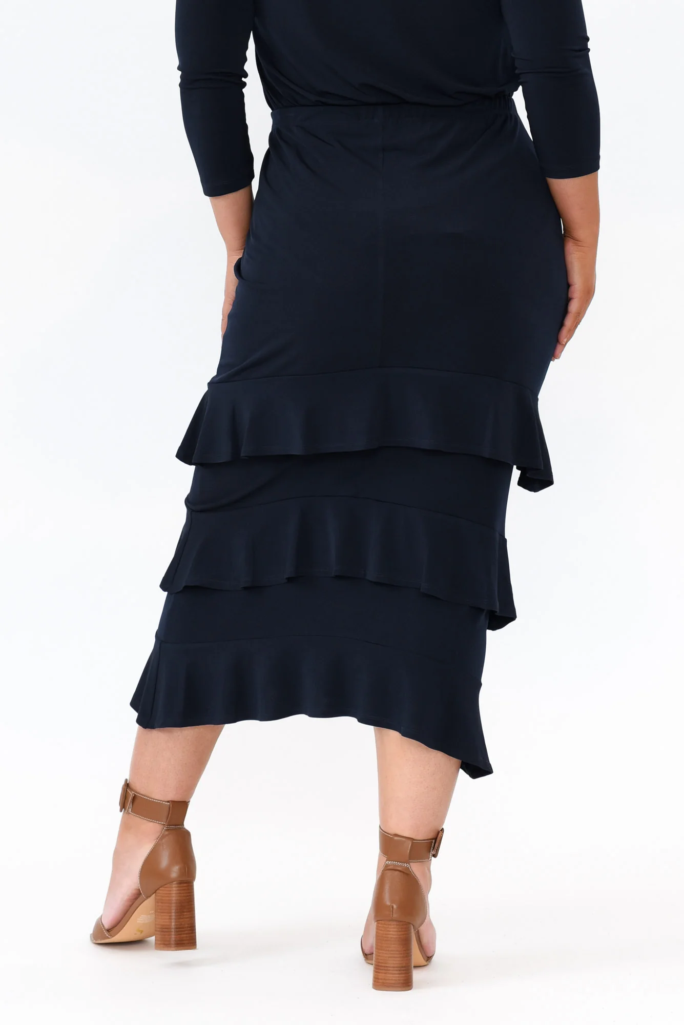 Zella Navy Tiered Frill Skirt