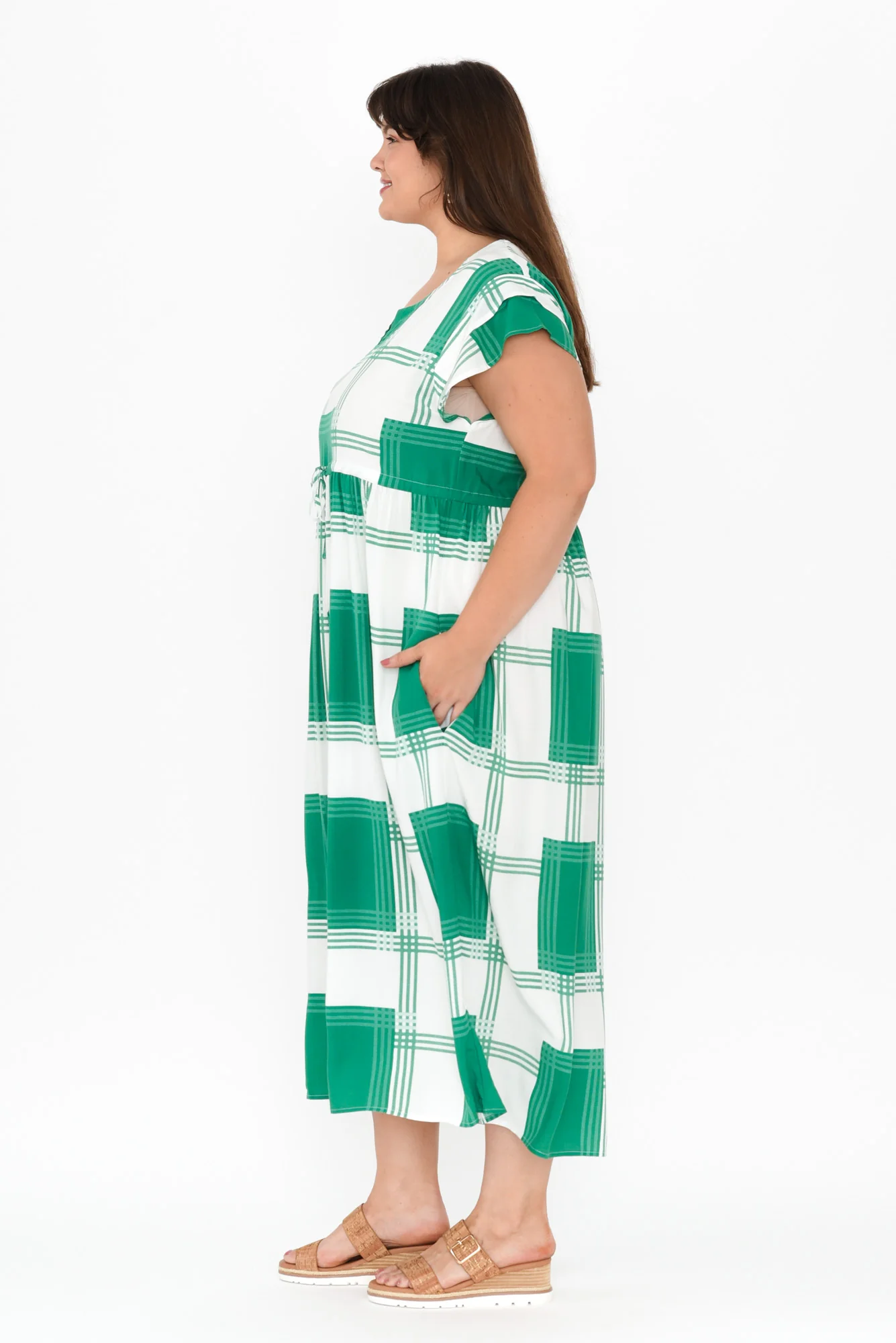 Suzette Green Check Midi Dress
