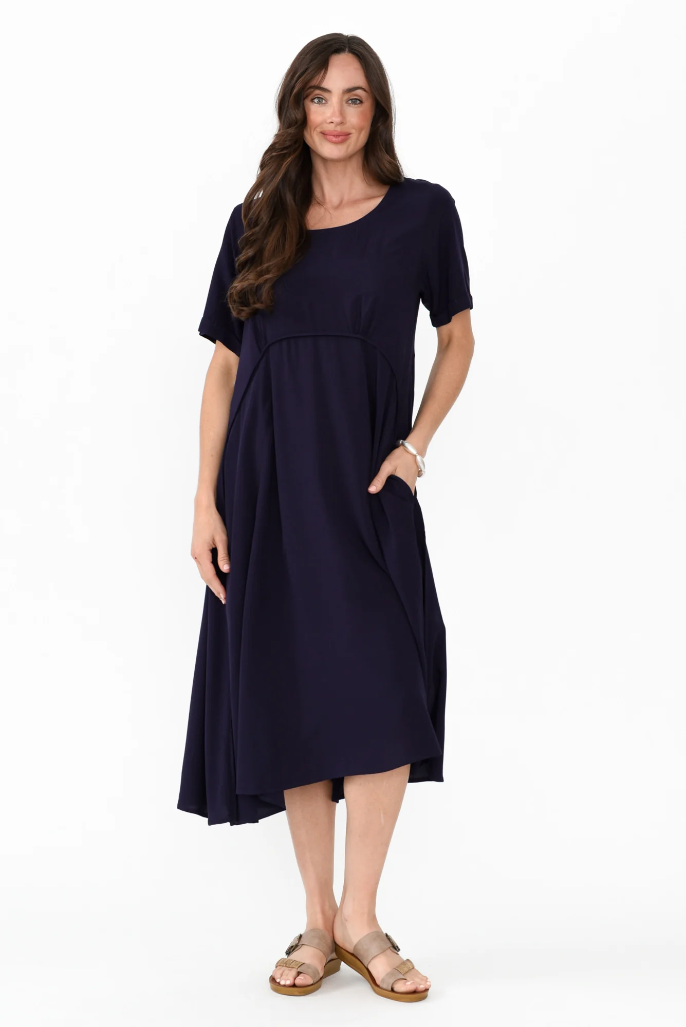 Zaelia Navy Crescent Dress
