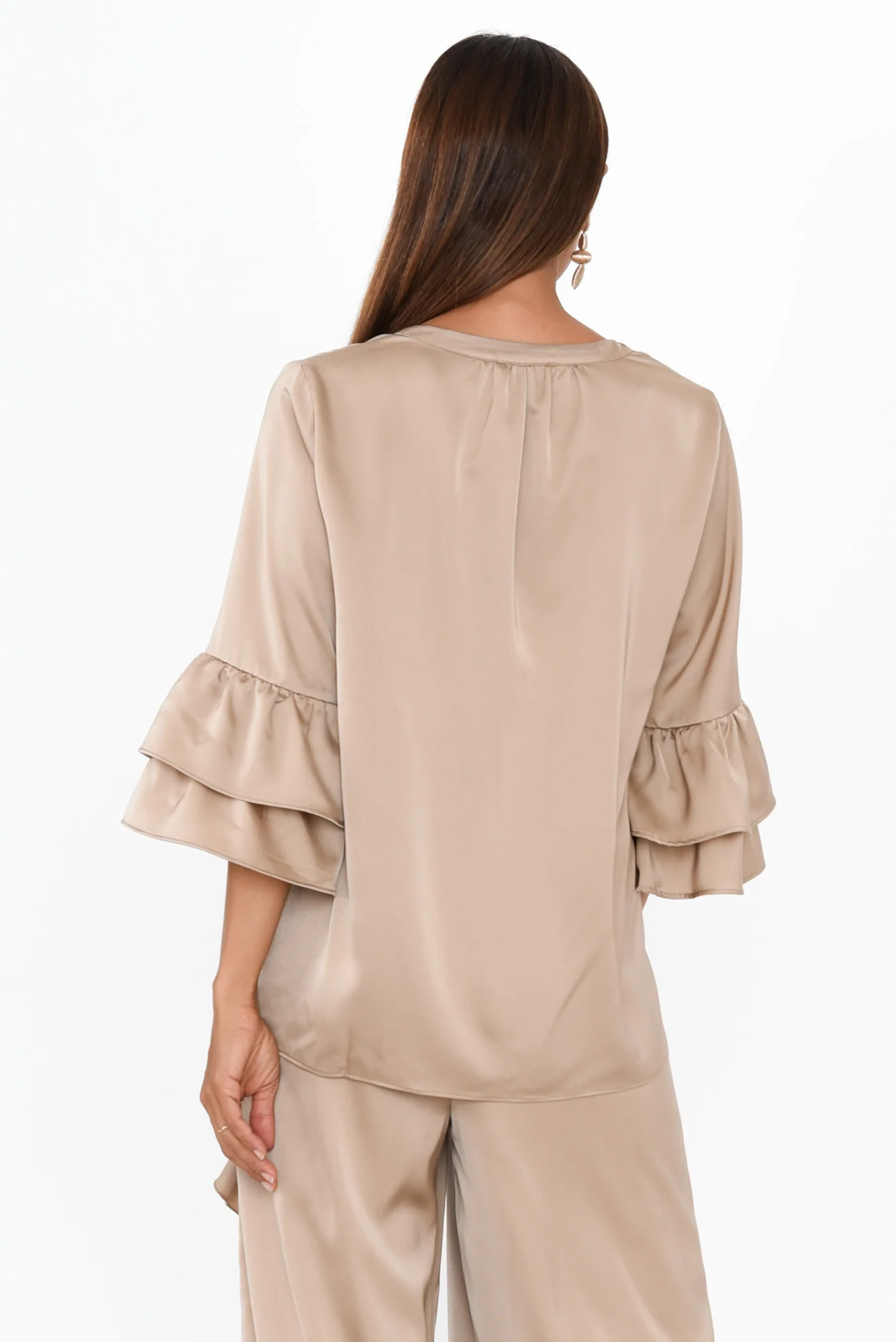 Dancer Taupe Frill Top