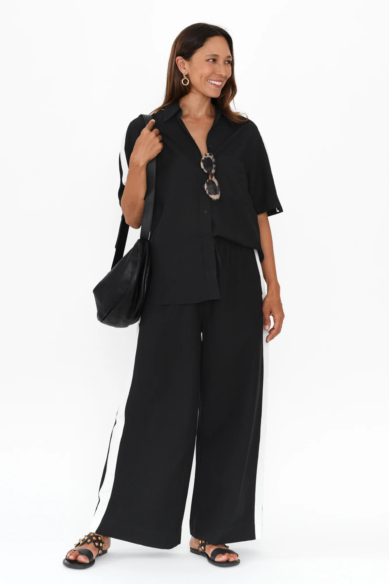 Francis Black Stripe Drawstring Pants