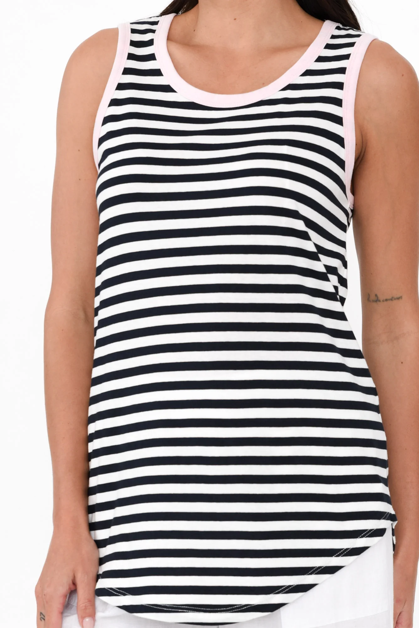 Keira Navy Contrast Cotton Tank