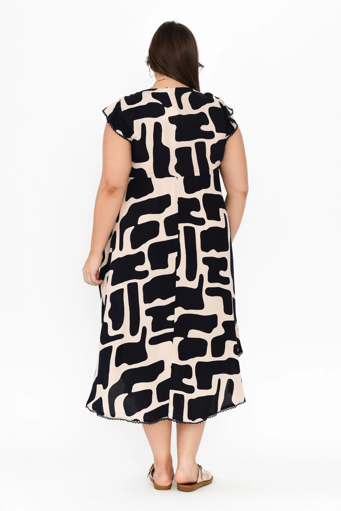 Libby Dark Navy Geo Midi Dress