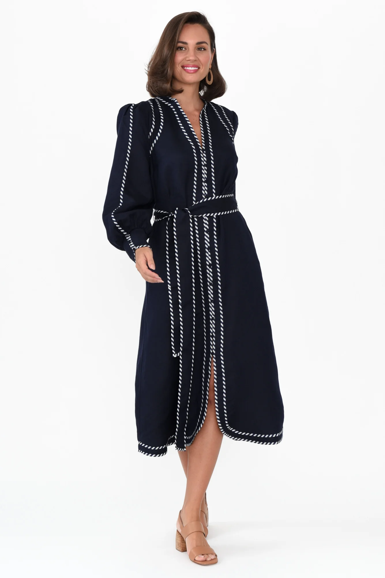 Nova Navy Ink Linen Blend Dress