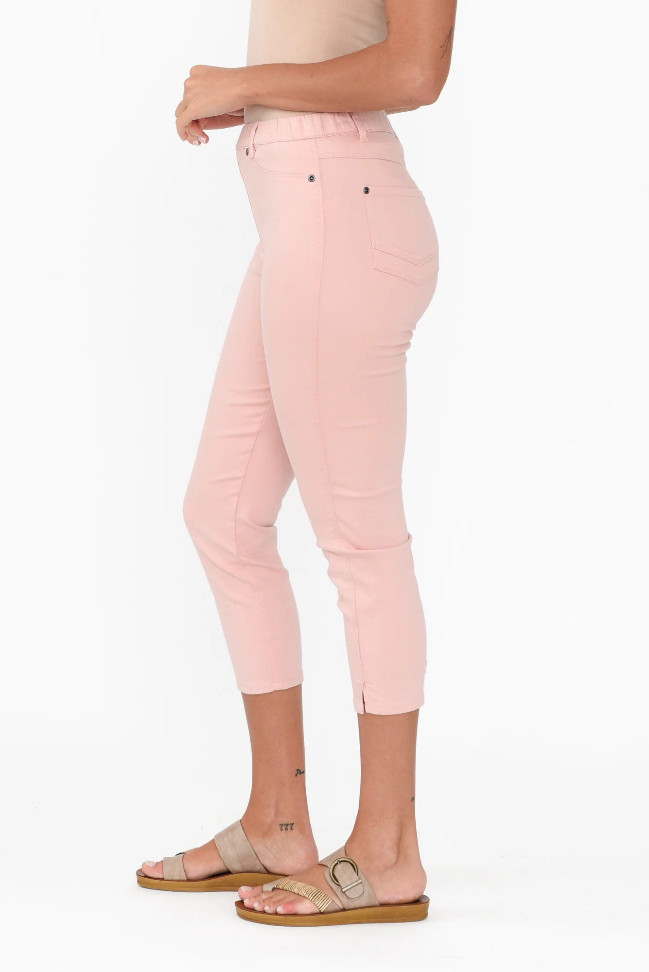 Reed Pink Stretch Cotton Capri Pants