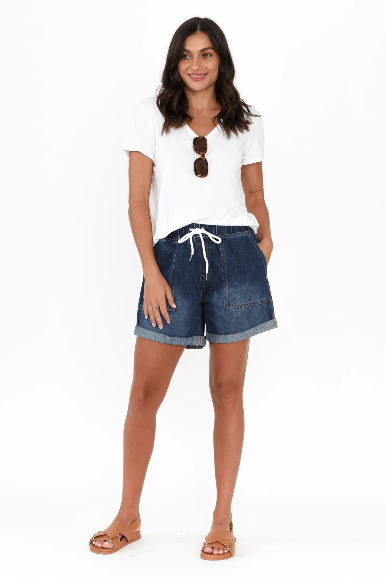 Emma Dark Blue Denim Relaxed Shorts