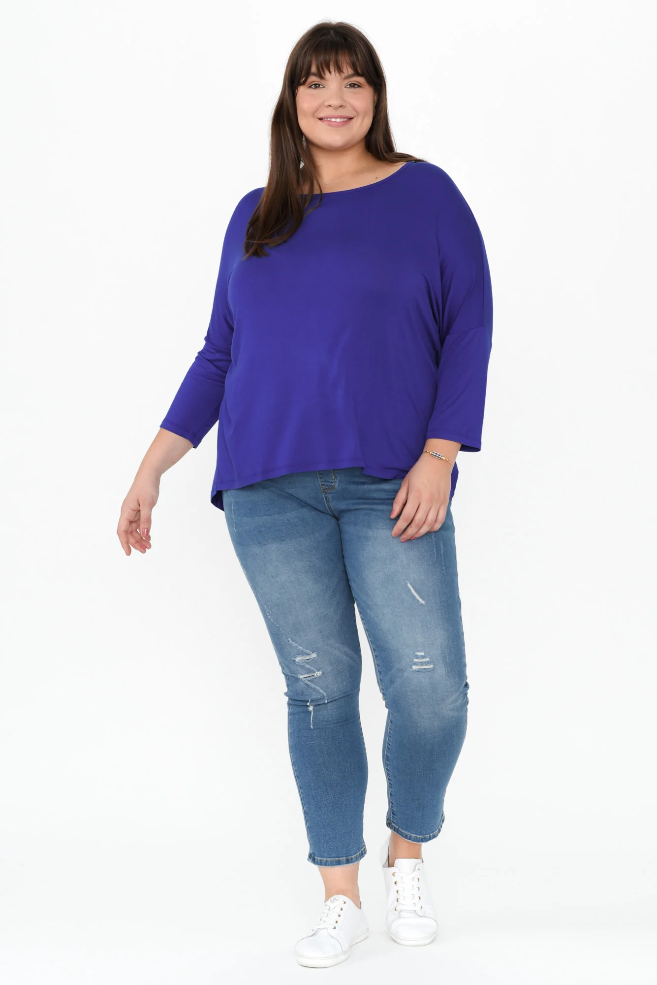 Royal Blue Milan 3/4 Sleeve Top