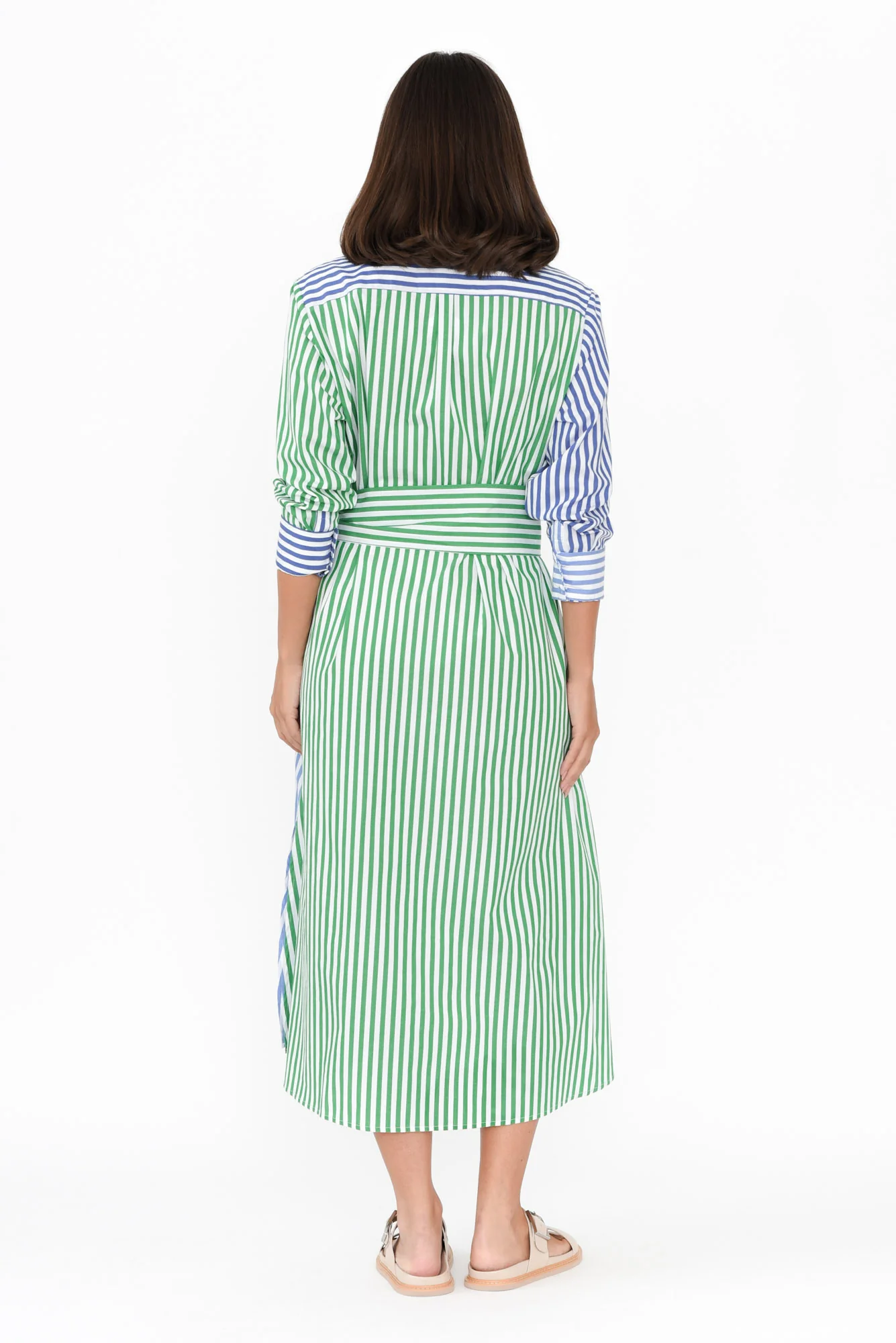 Luna Blue Stripe Cotton Shirt Dress