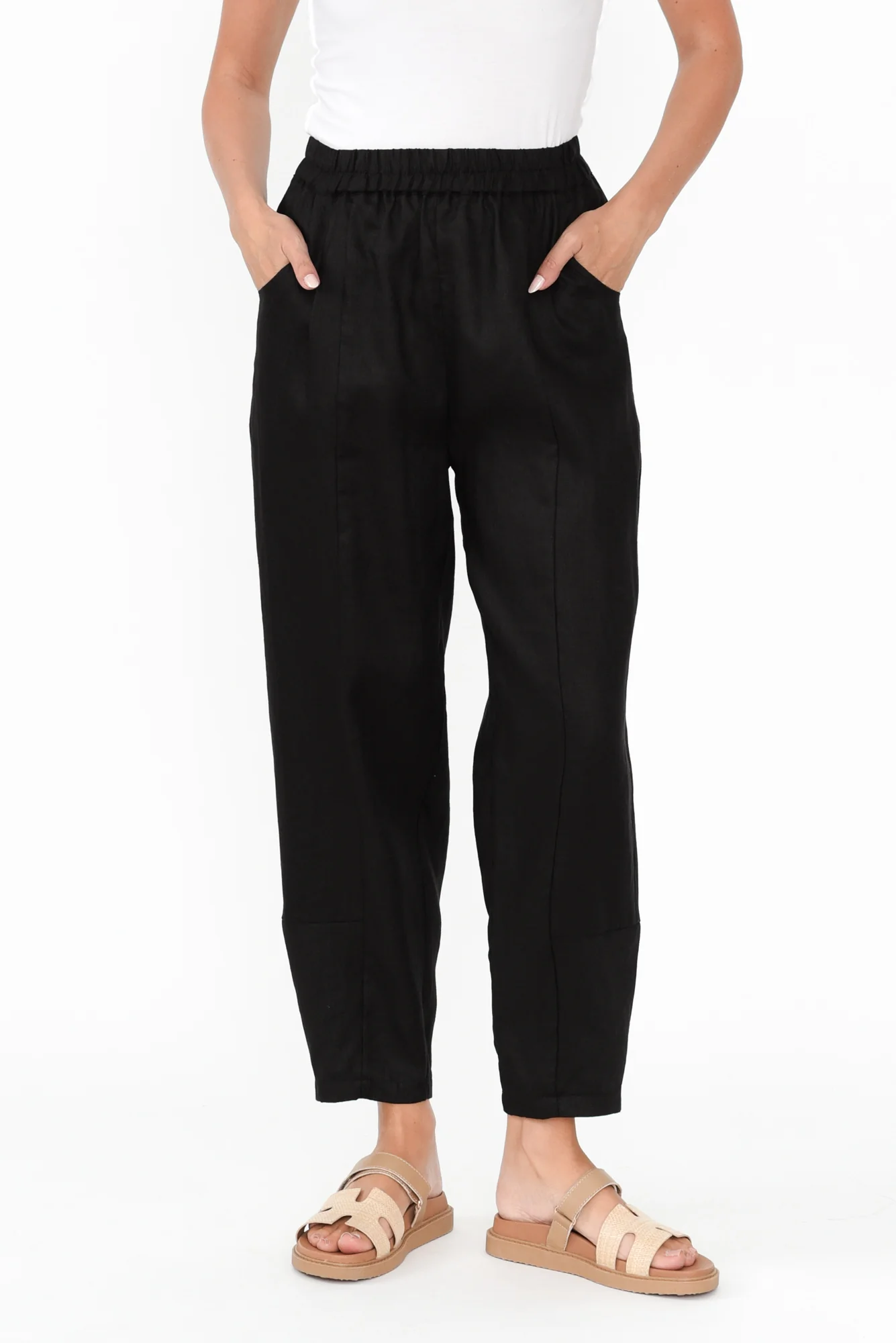 Botev Black Linen Relaxed Pants
