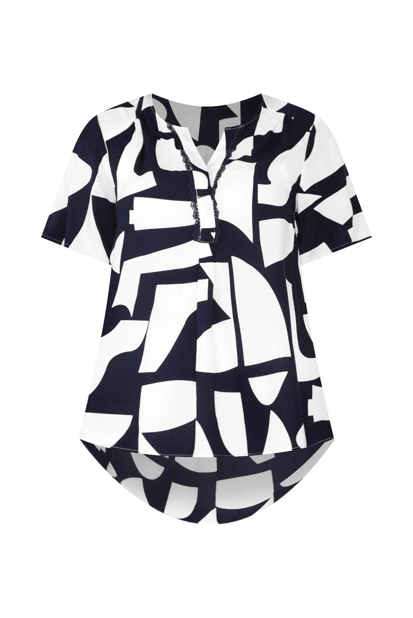 Adrina Navy Abstract Top