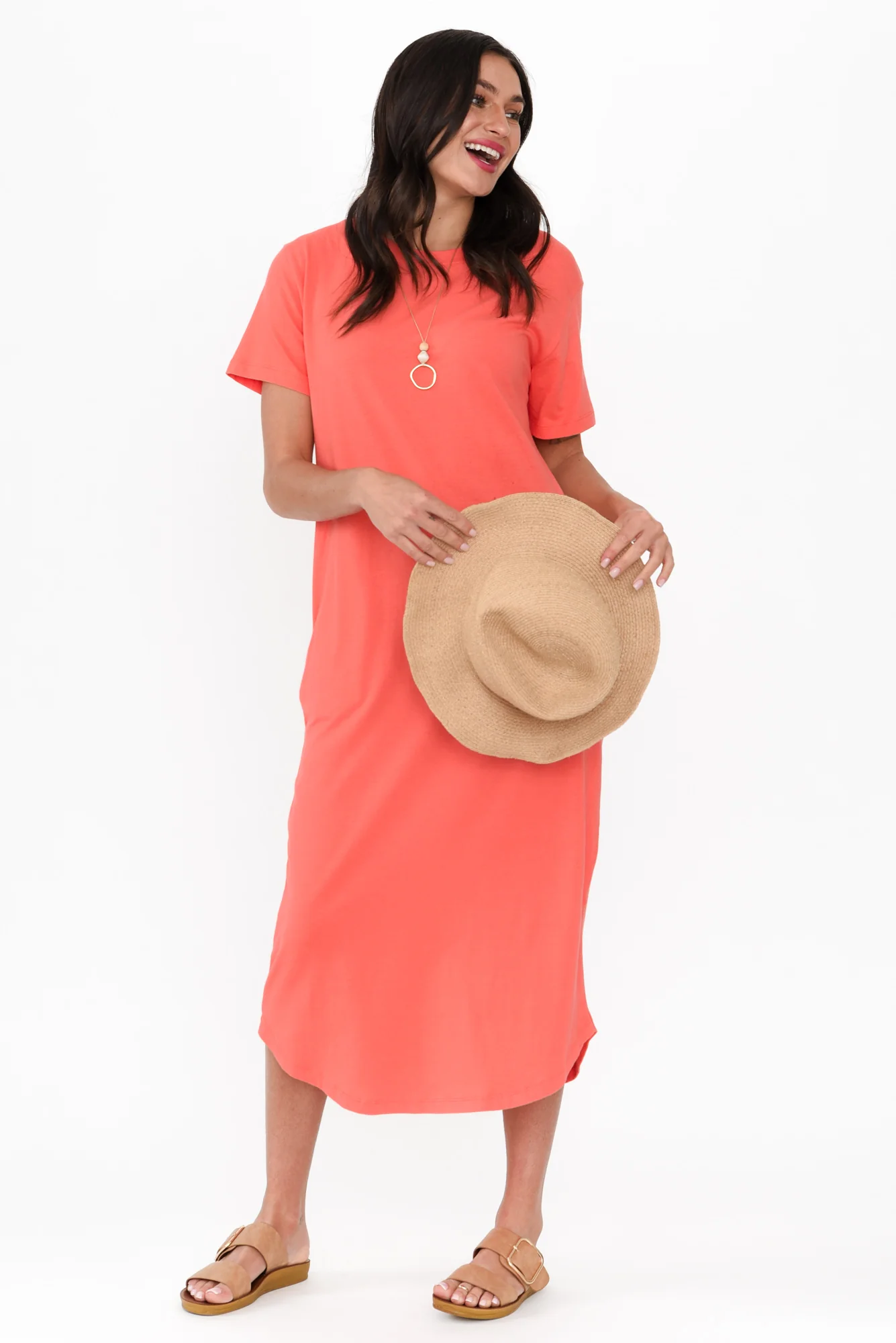 Ottawa Coral Cotton Tee Dress