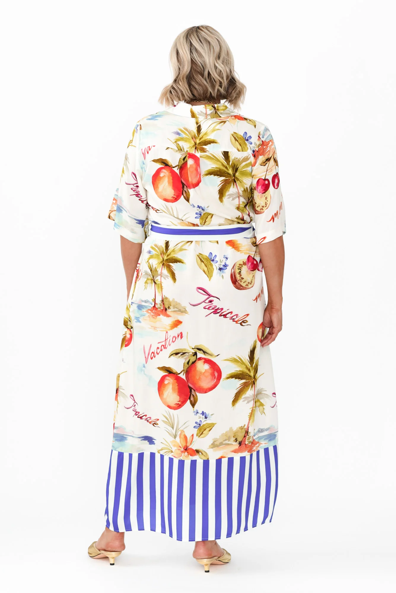 Zaylee White Tropical Shirt Dress