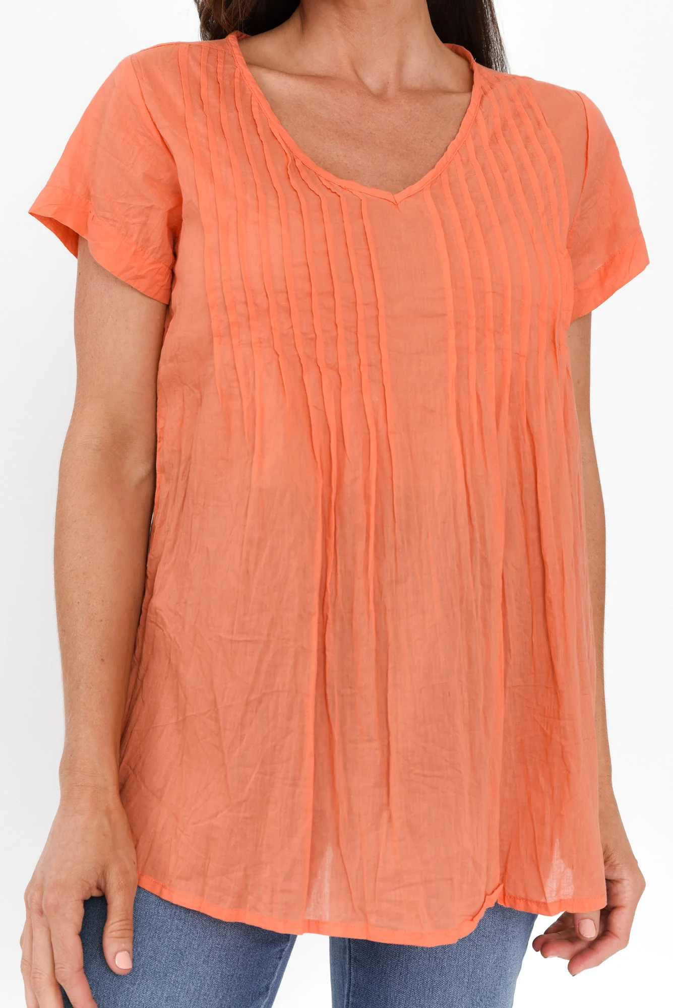 Fia Peach Crinkle Cotton Top