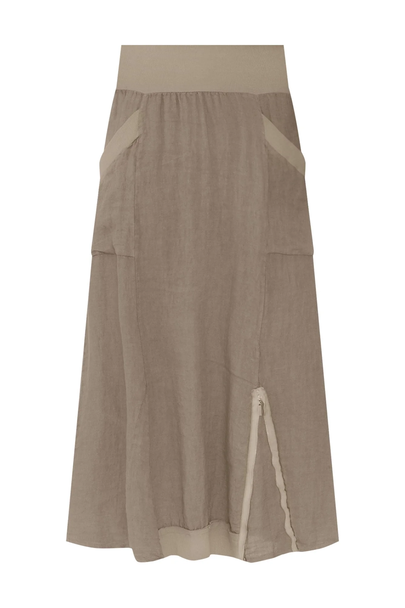 Ani Taupe Linen Pocket Maxi Skirt