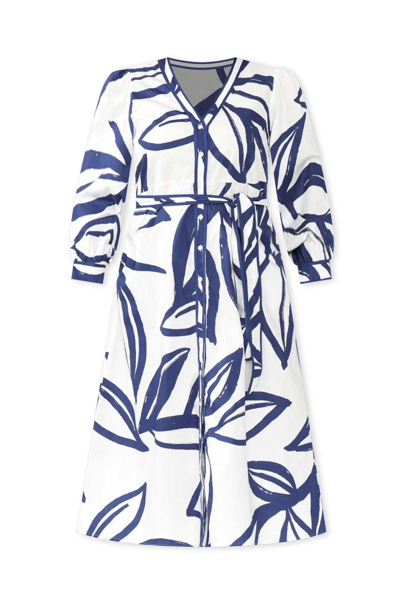 Priya Navy Floral Cotton Poplin Dress