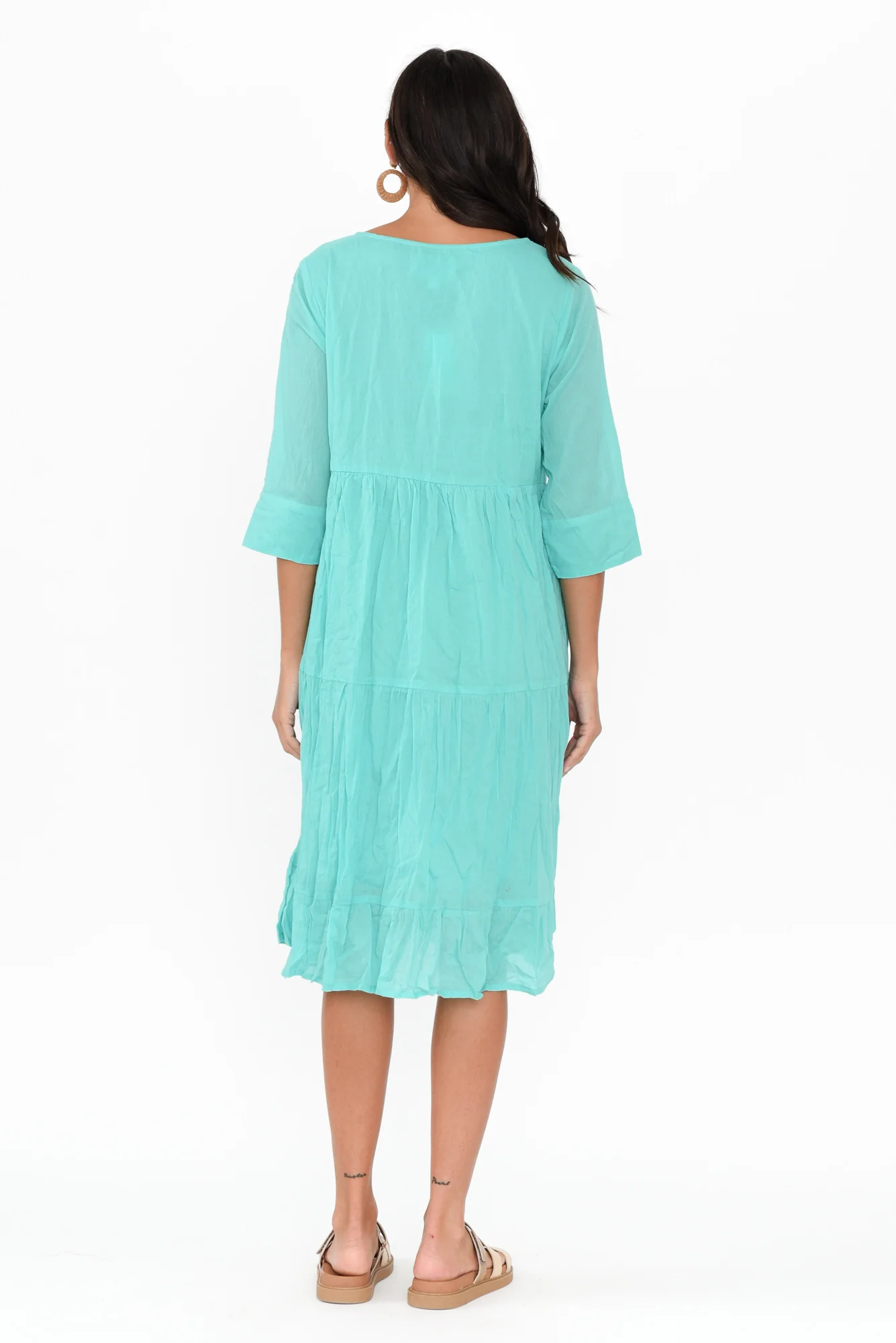 Milana Ice Blue Crinkle Cotton Dress