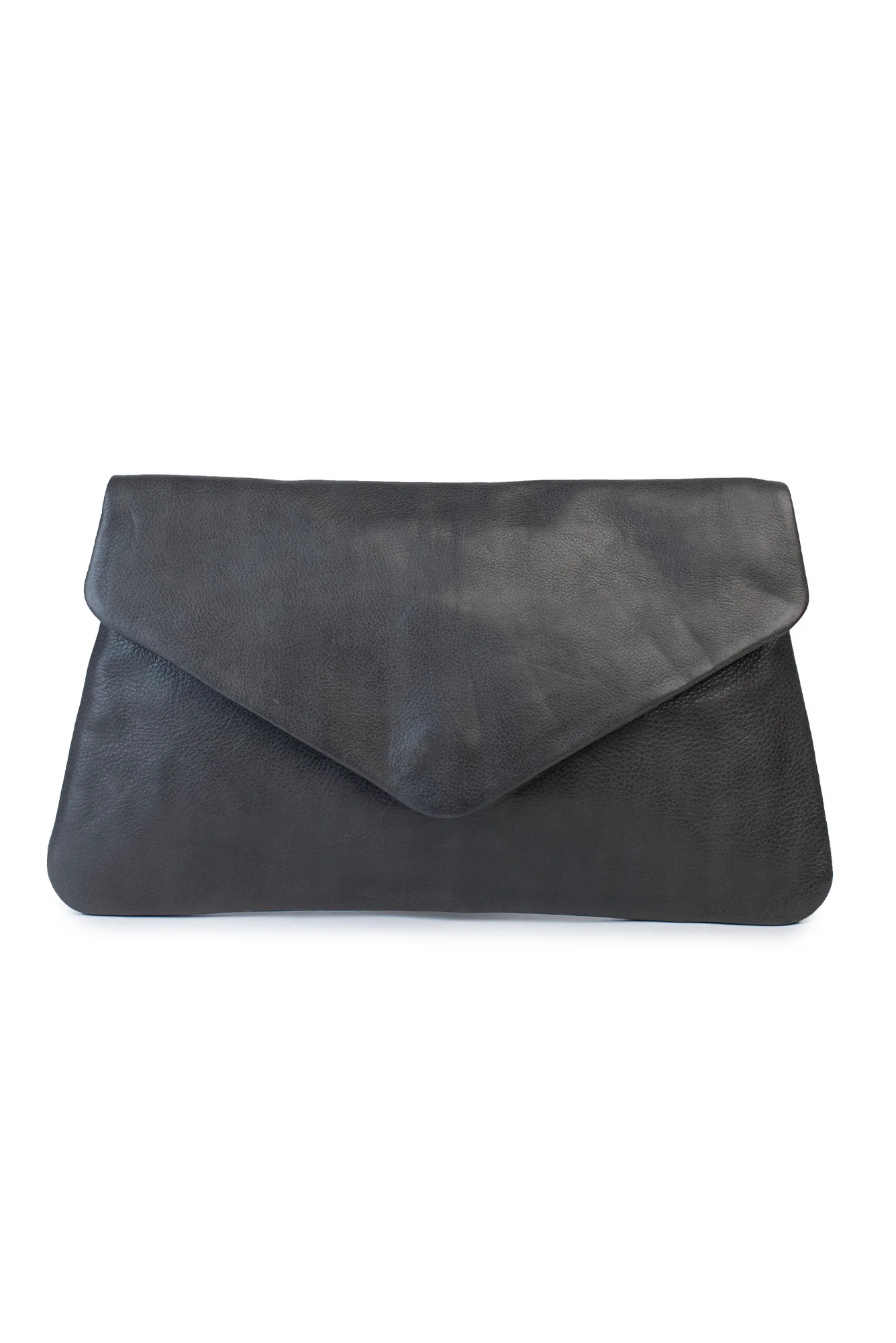 Riley Charcoal Leather Clutch