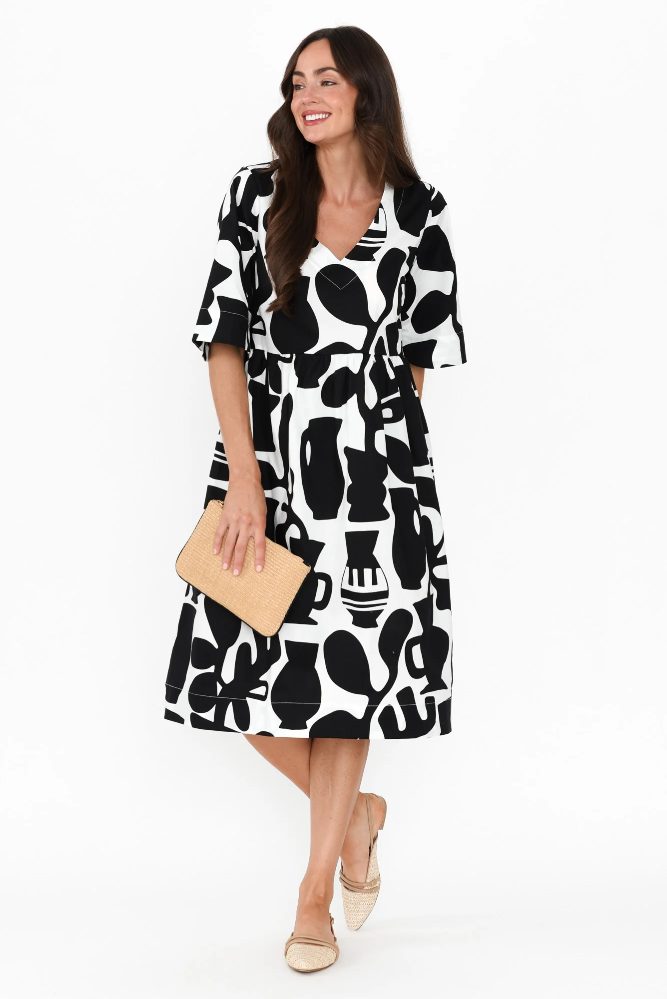 Brightside Black Abstract Cotton Dress