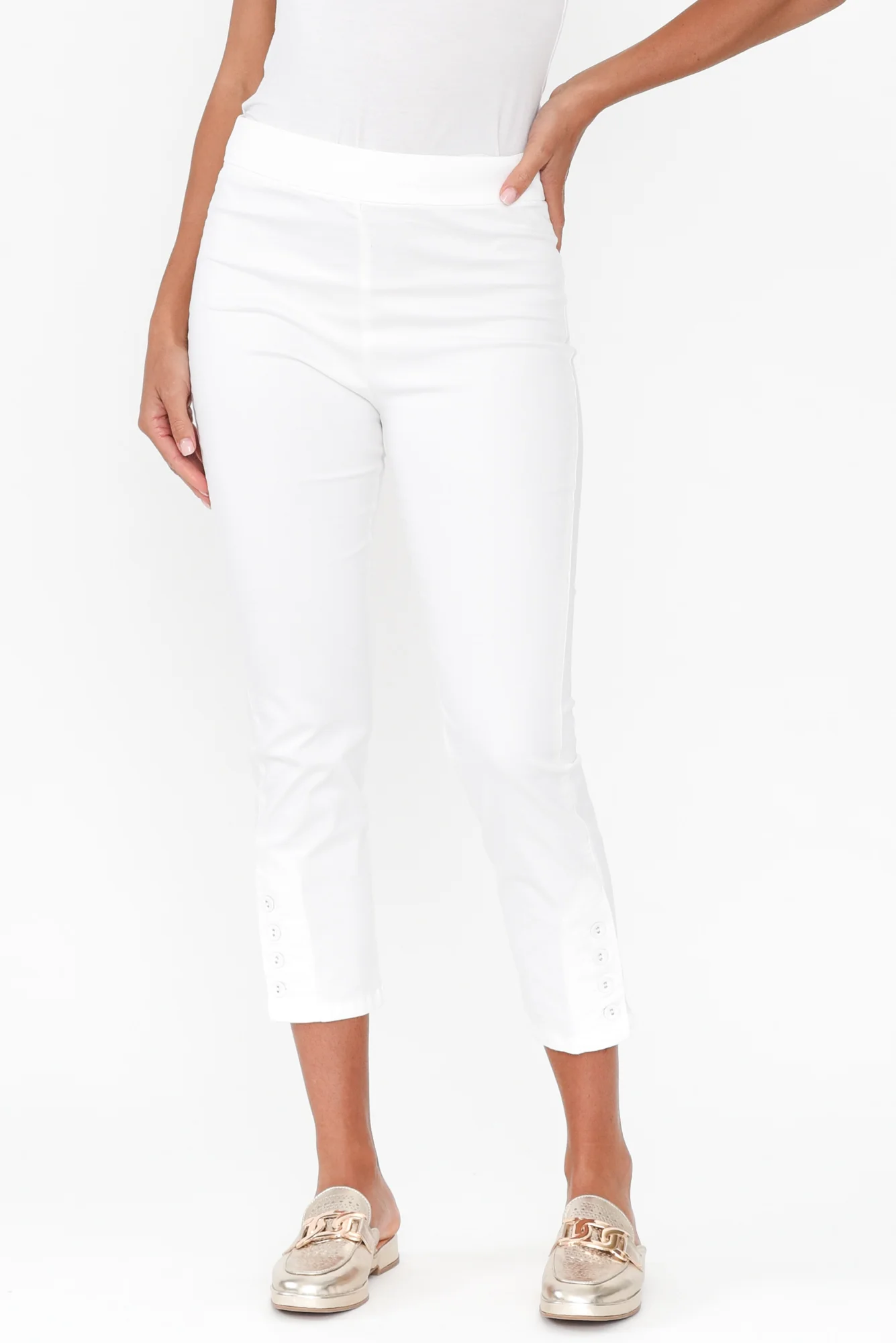 Meyer White Cotton Blend Pants