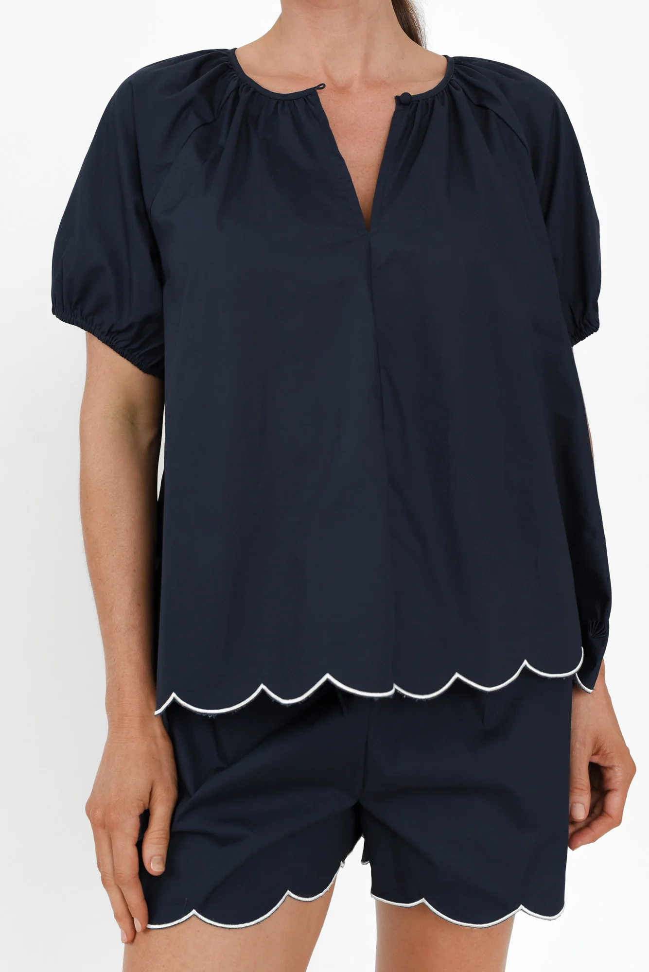 Celia Navy Cotton Pyjama Top