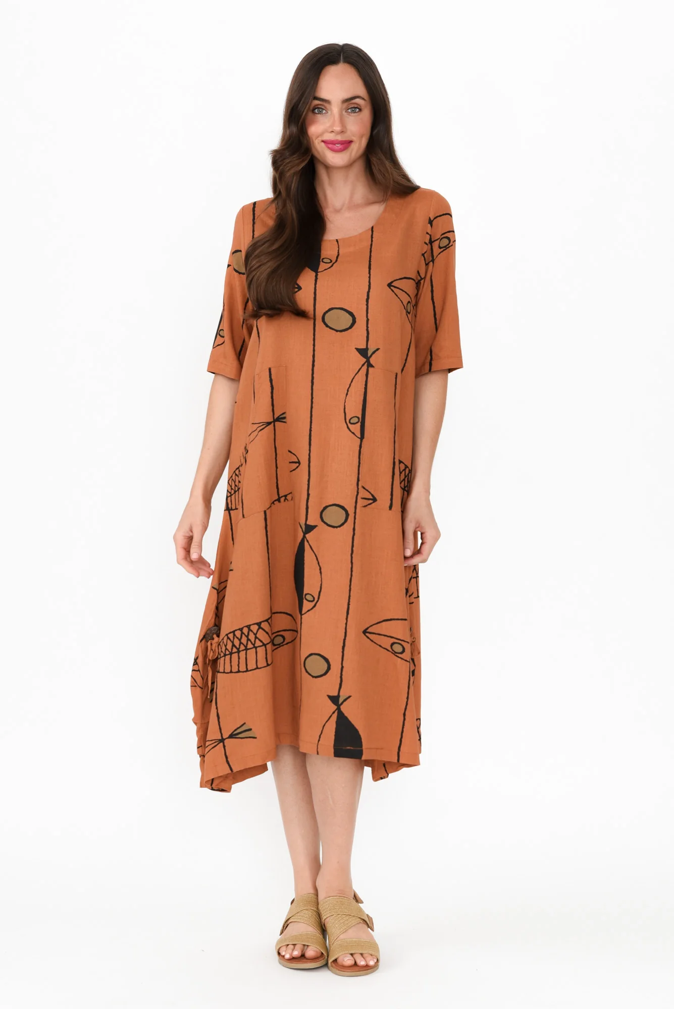 Hailee Rust Sea Linen Cotton Dress