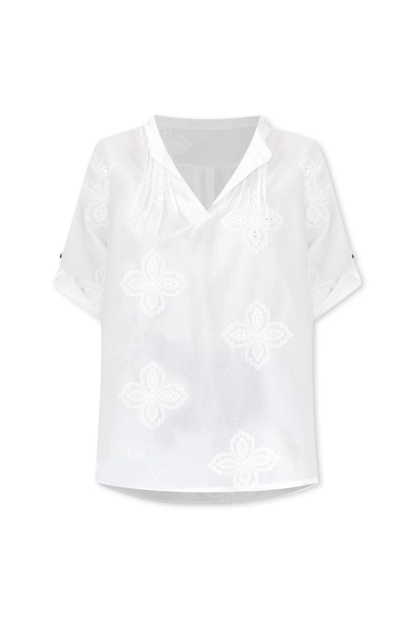 Marla White Cotton Embroidered Top