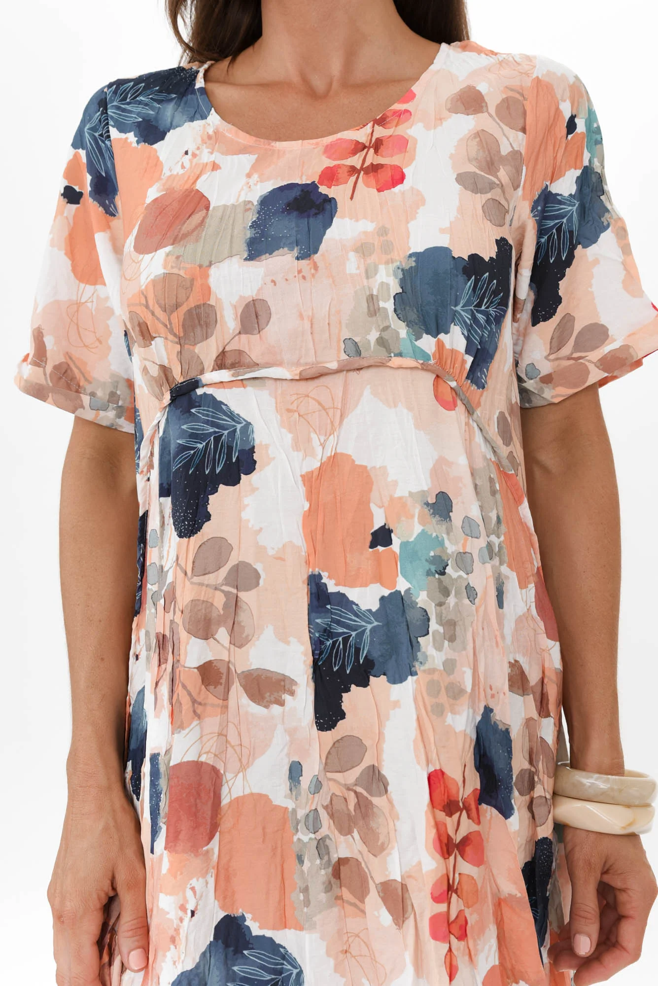Soraya Orange Floral Linen Blend Dress