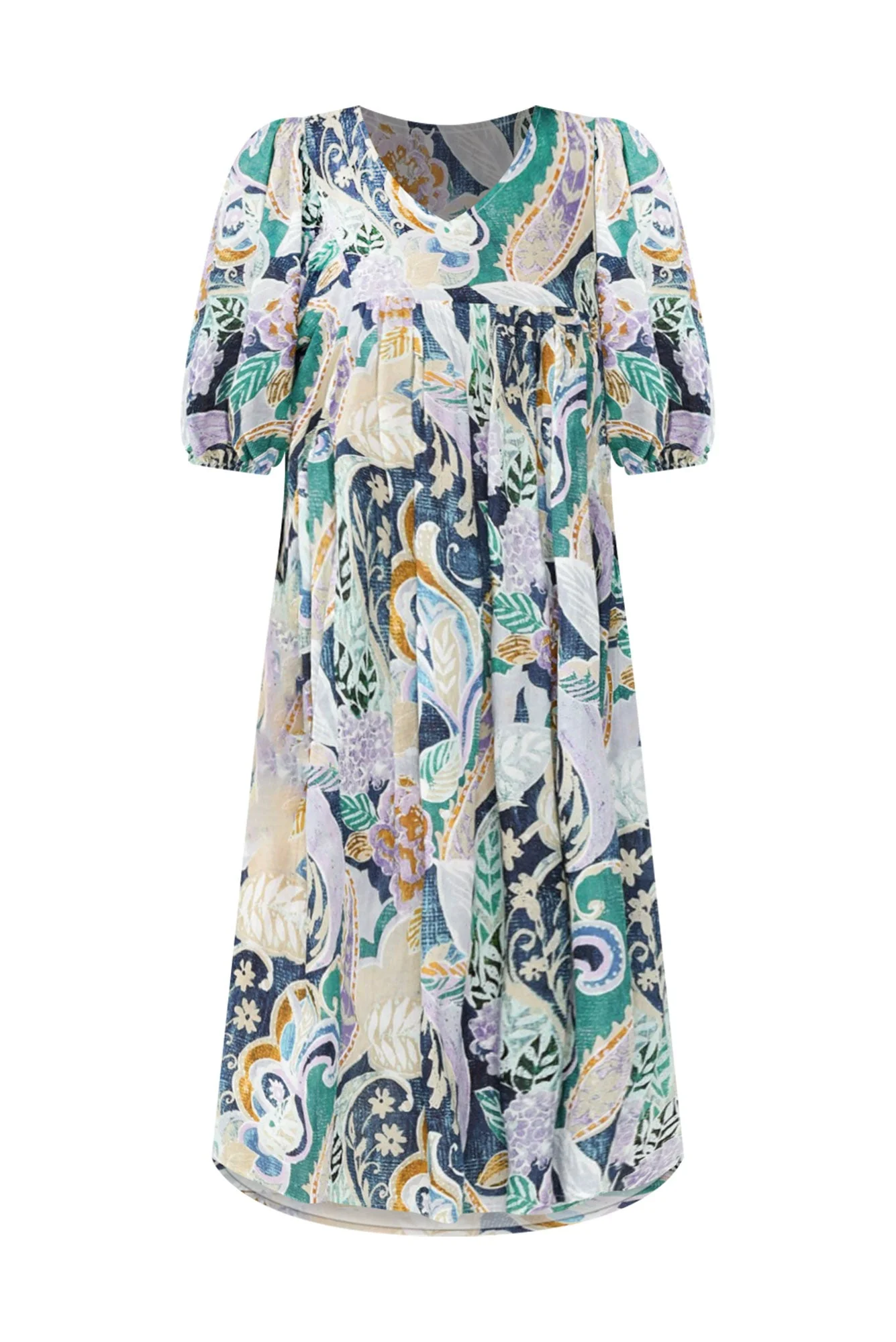 Amalia Blue Paisley Cotton Dress