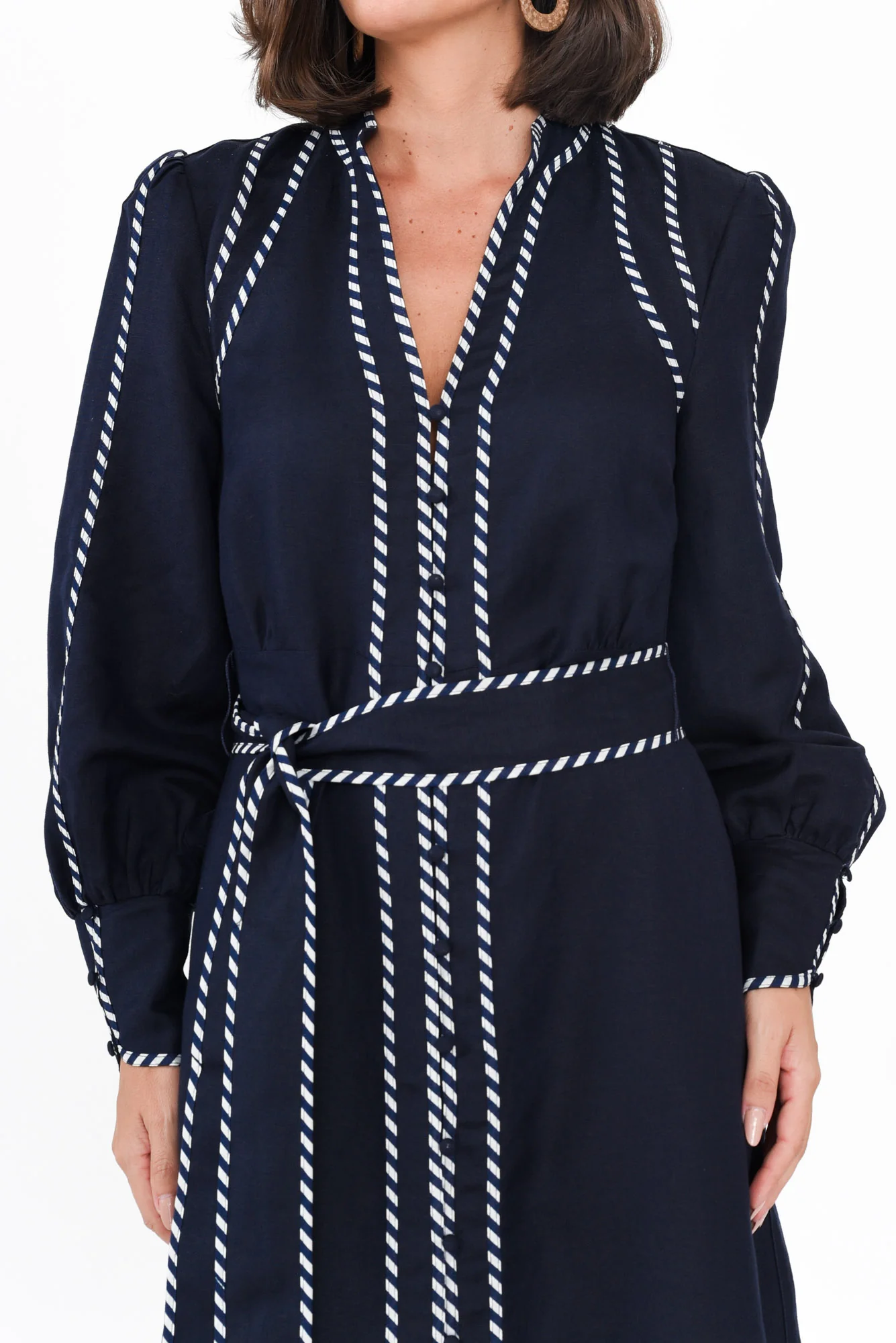 Nova Navy Ink Linen Blend Dress