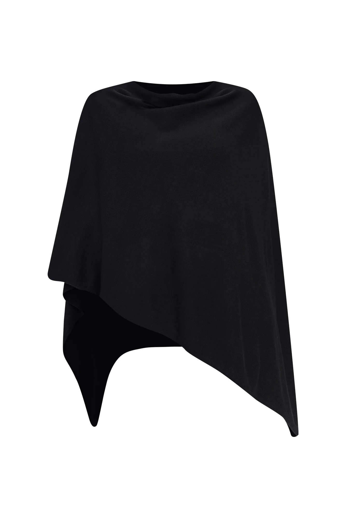 Amy Black Wool Blend Poncho