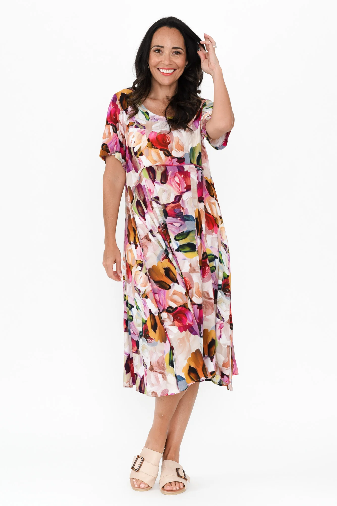 Zaelia Purple Floral Crescent Dress