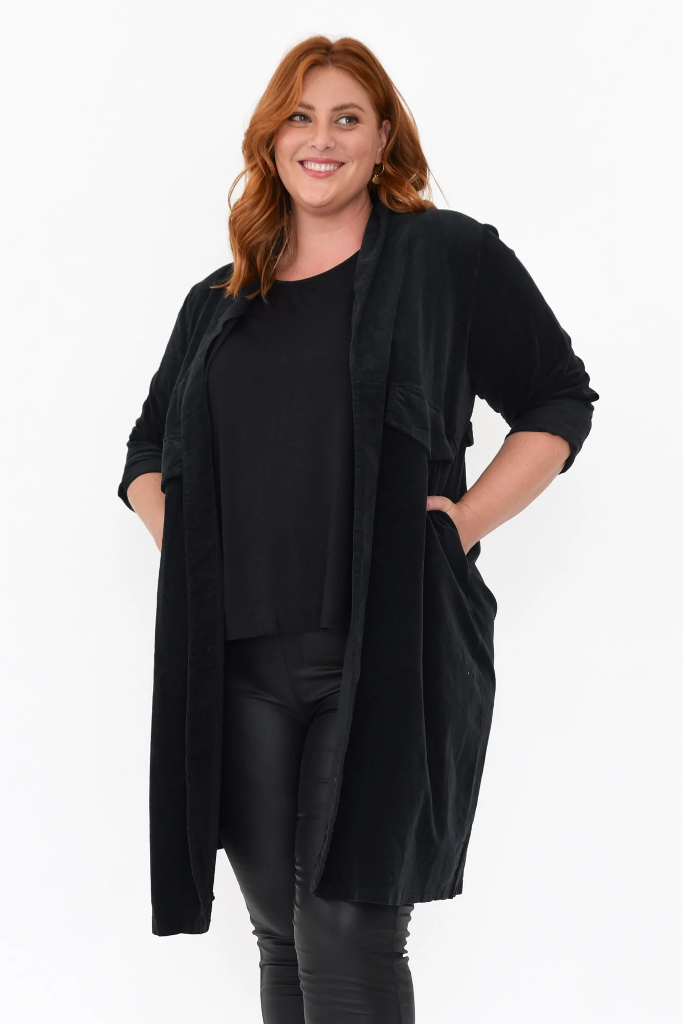 Abraham Black Corduroy Coat