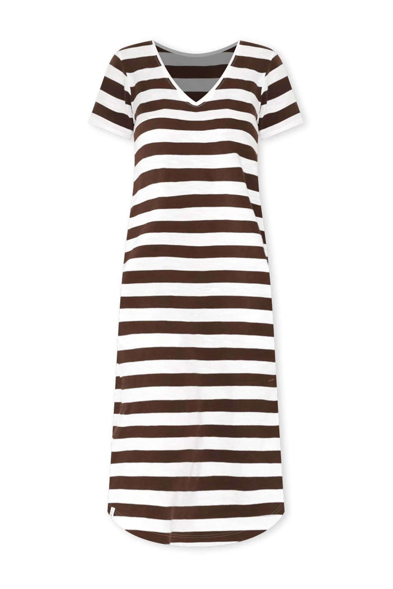 Maeve Chocolate Stripe Cotton Midi Dress