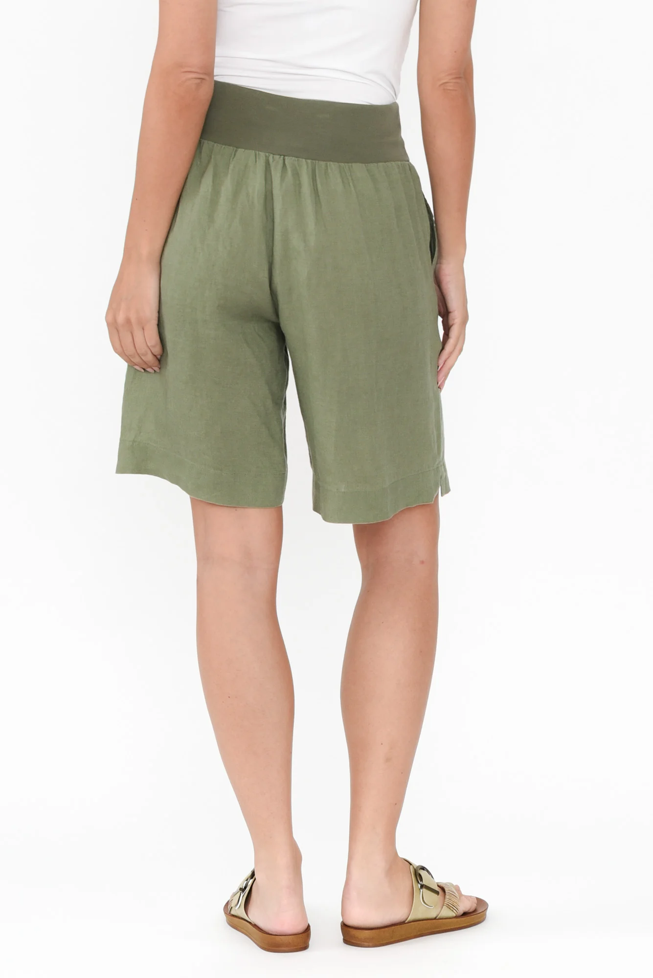Aster Khaki Linen Shorts