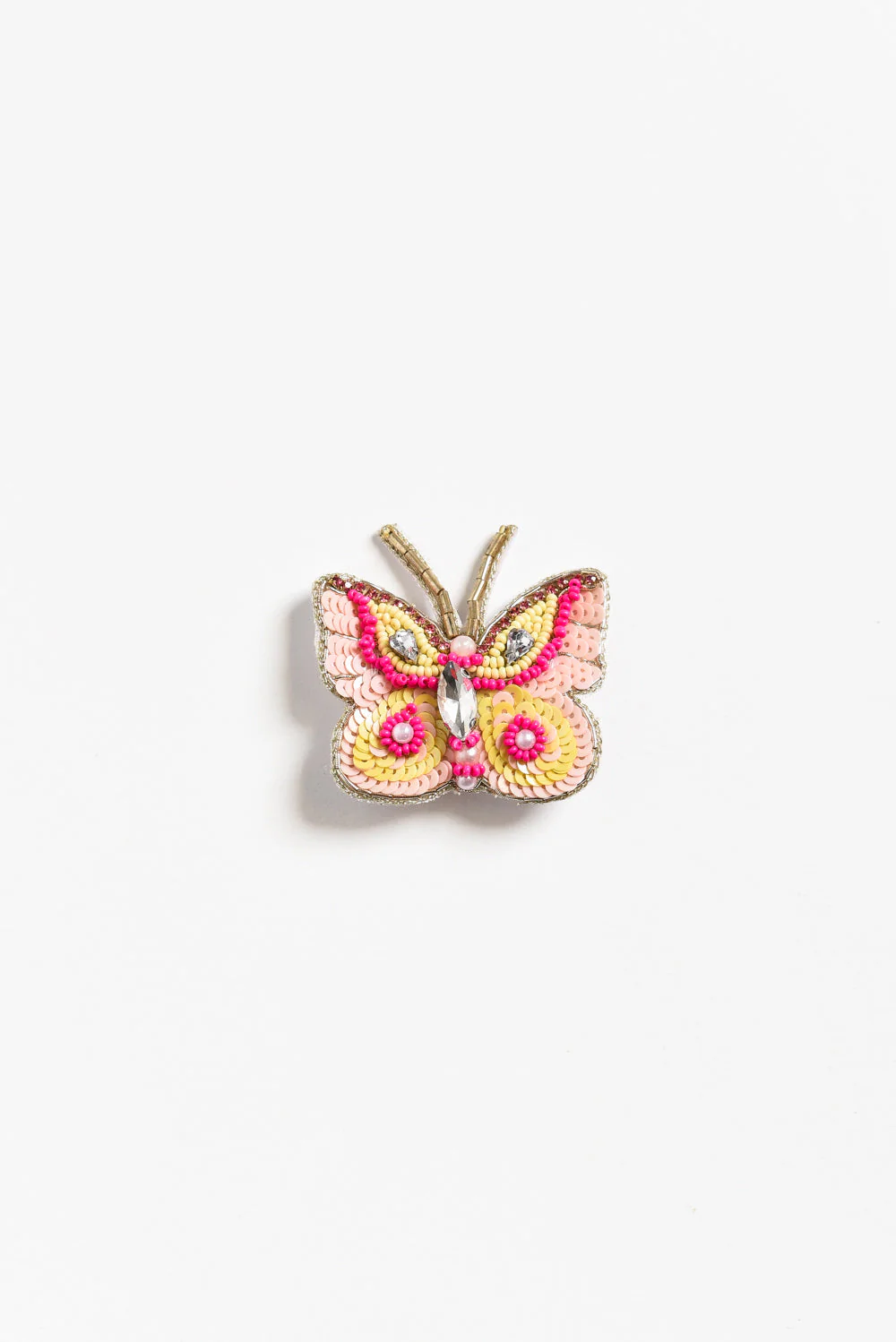 Desirae Pink Butterfly Beaded Brooch