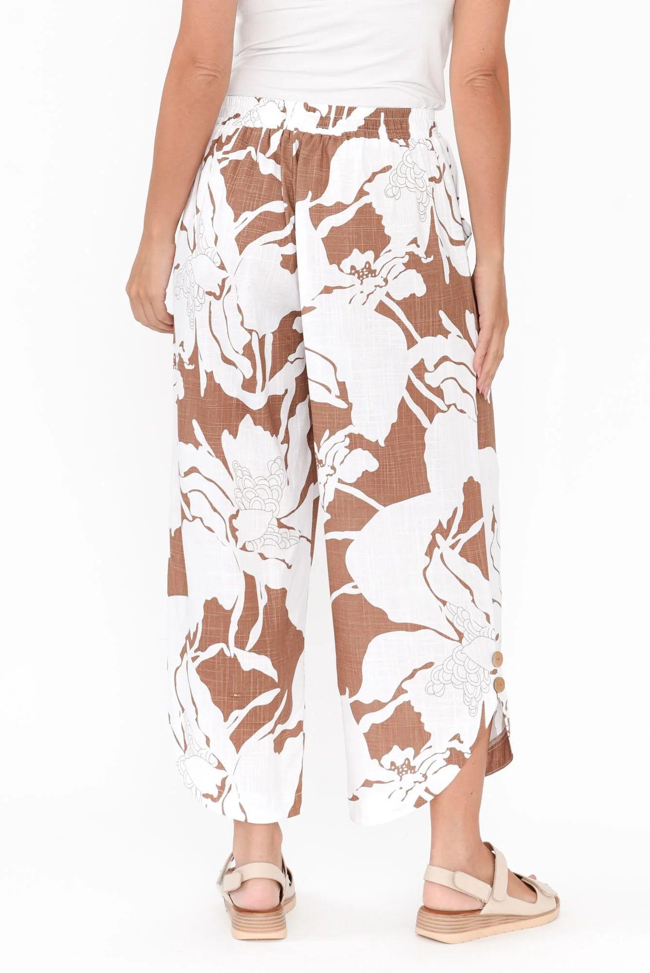 Scotty Brown Floral Linen Cotton Pants