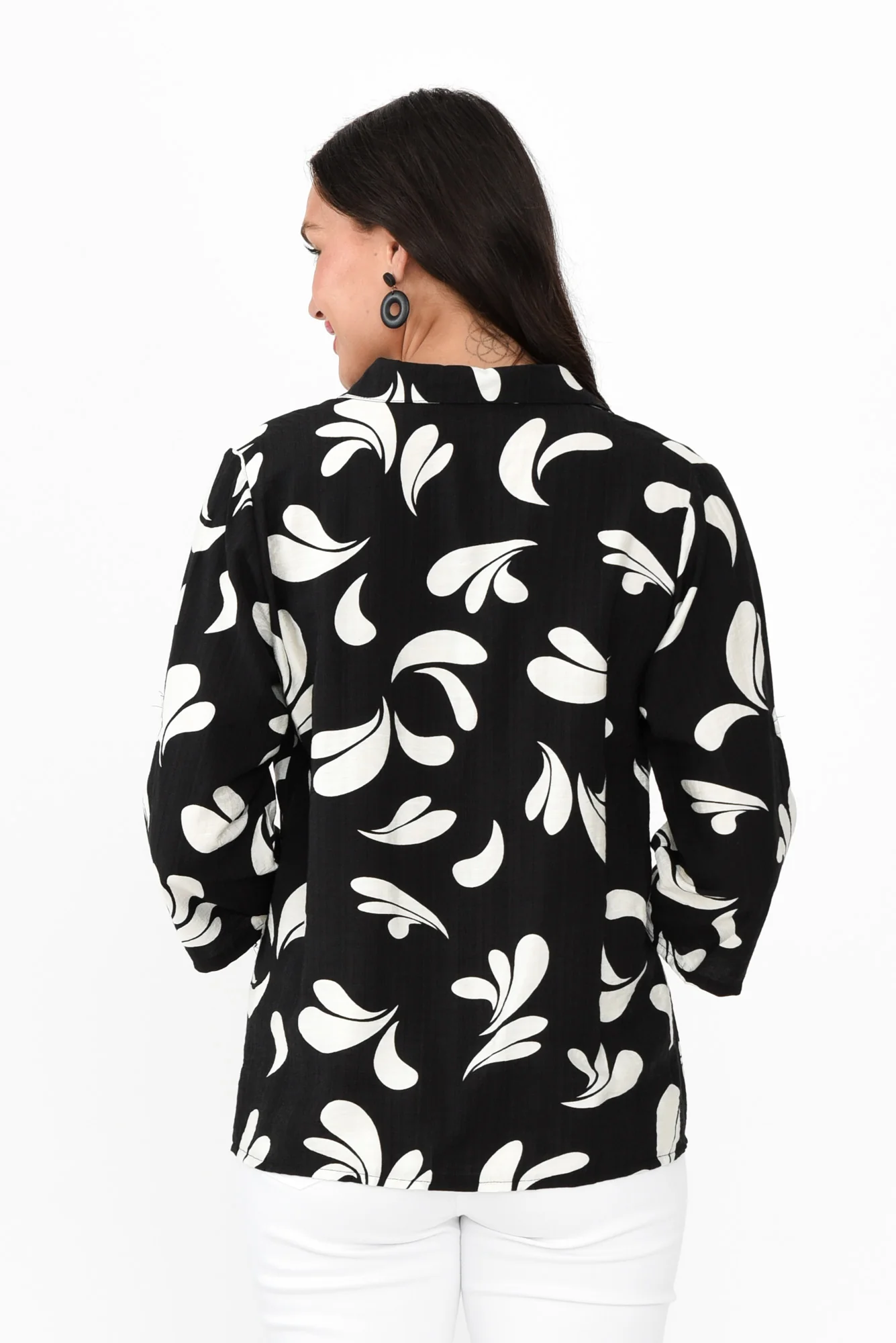 Myah Black Splash Collared Shirt