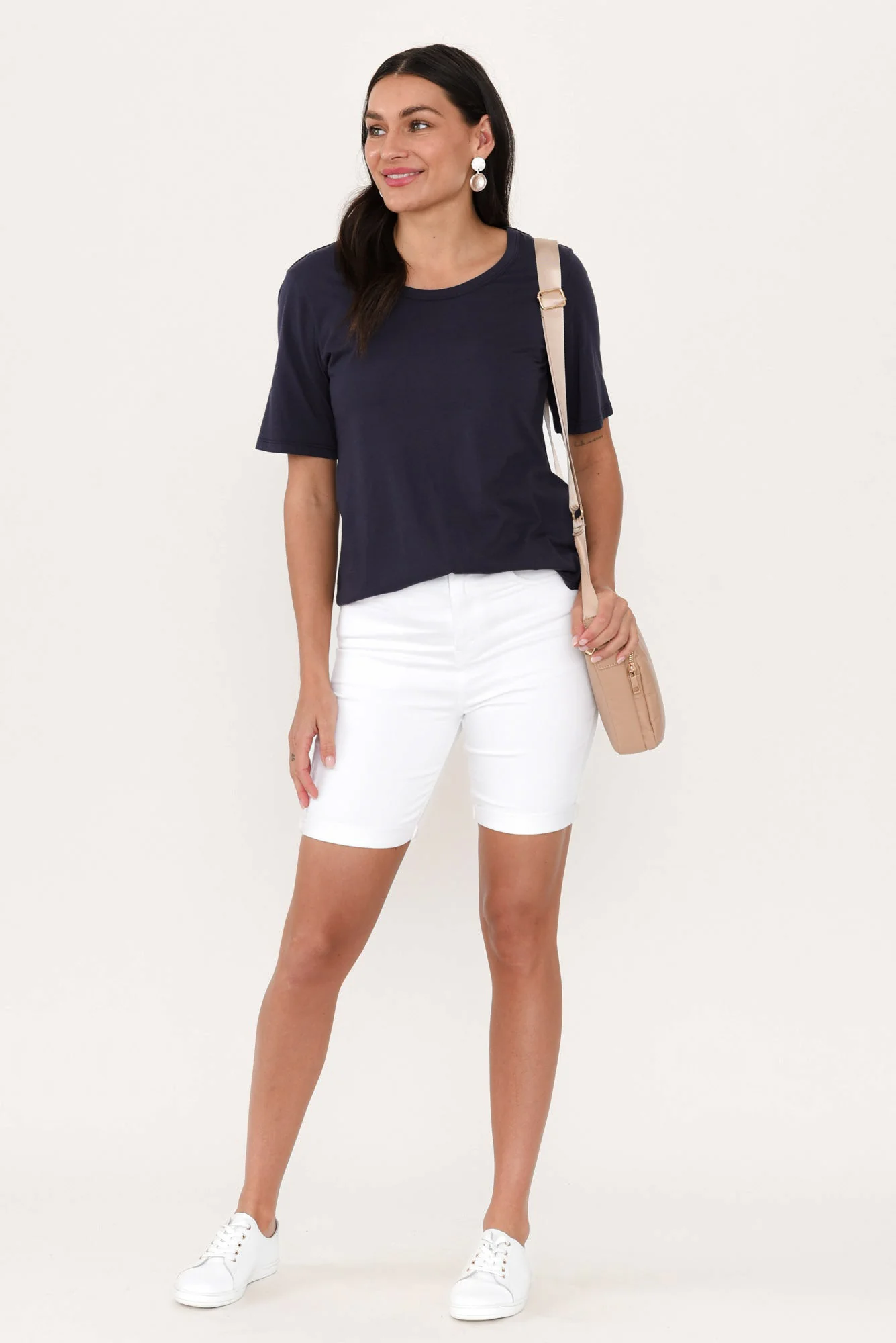 Bonnie White Denim Stretch Shorts