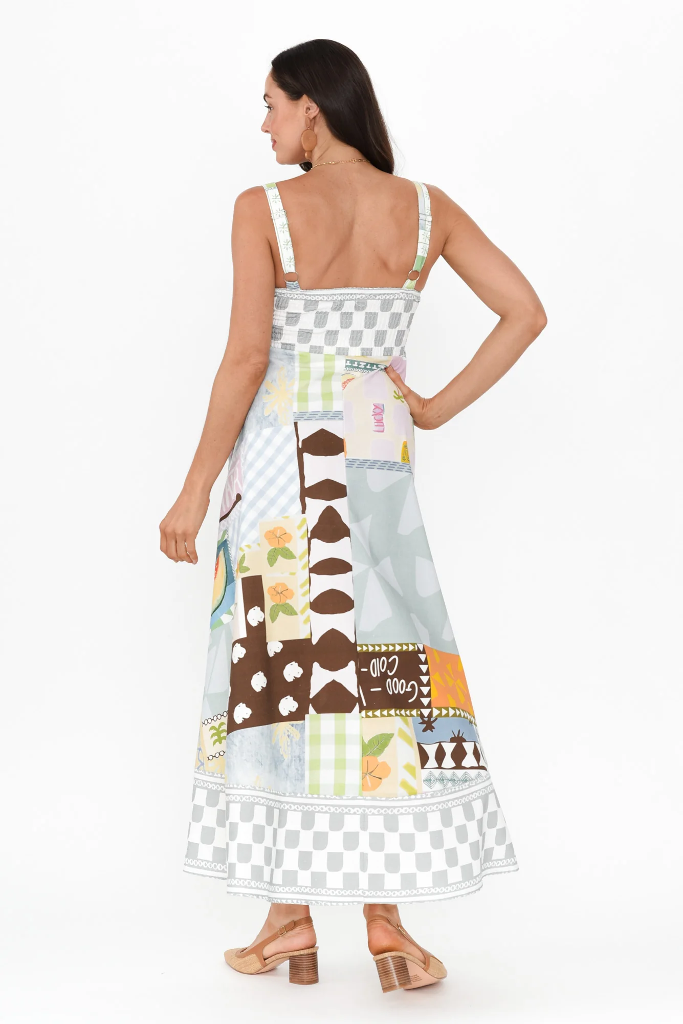 Karris Grey Mosaic Linen Blend Dress