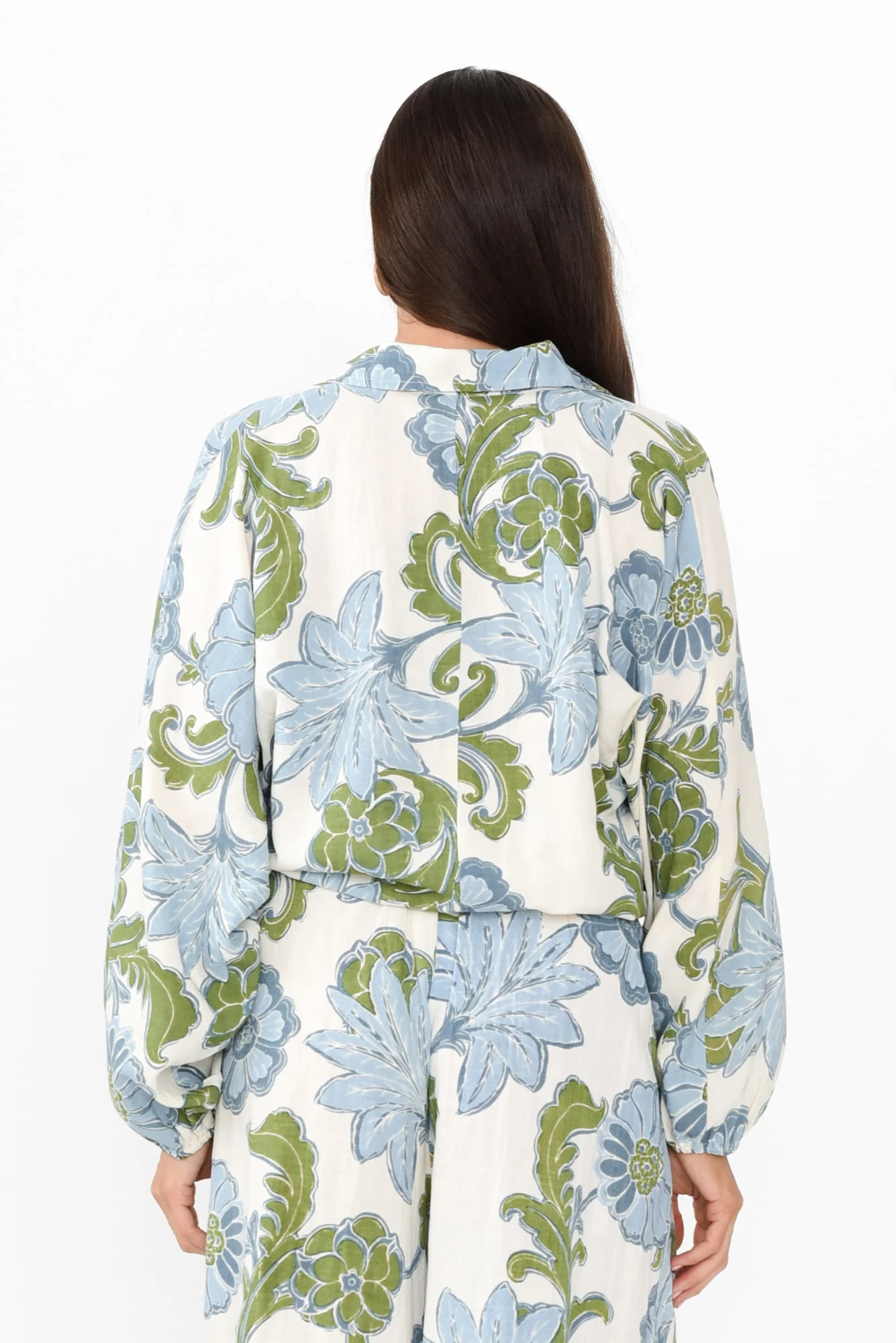 Hazel Blue Floral Linen Blend Shirt