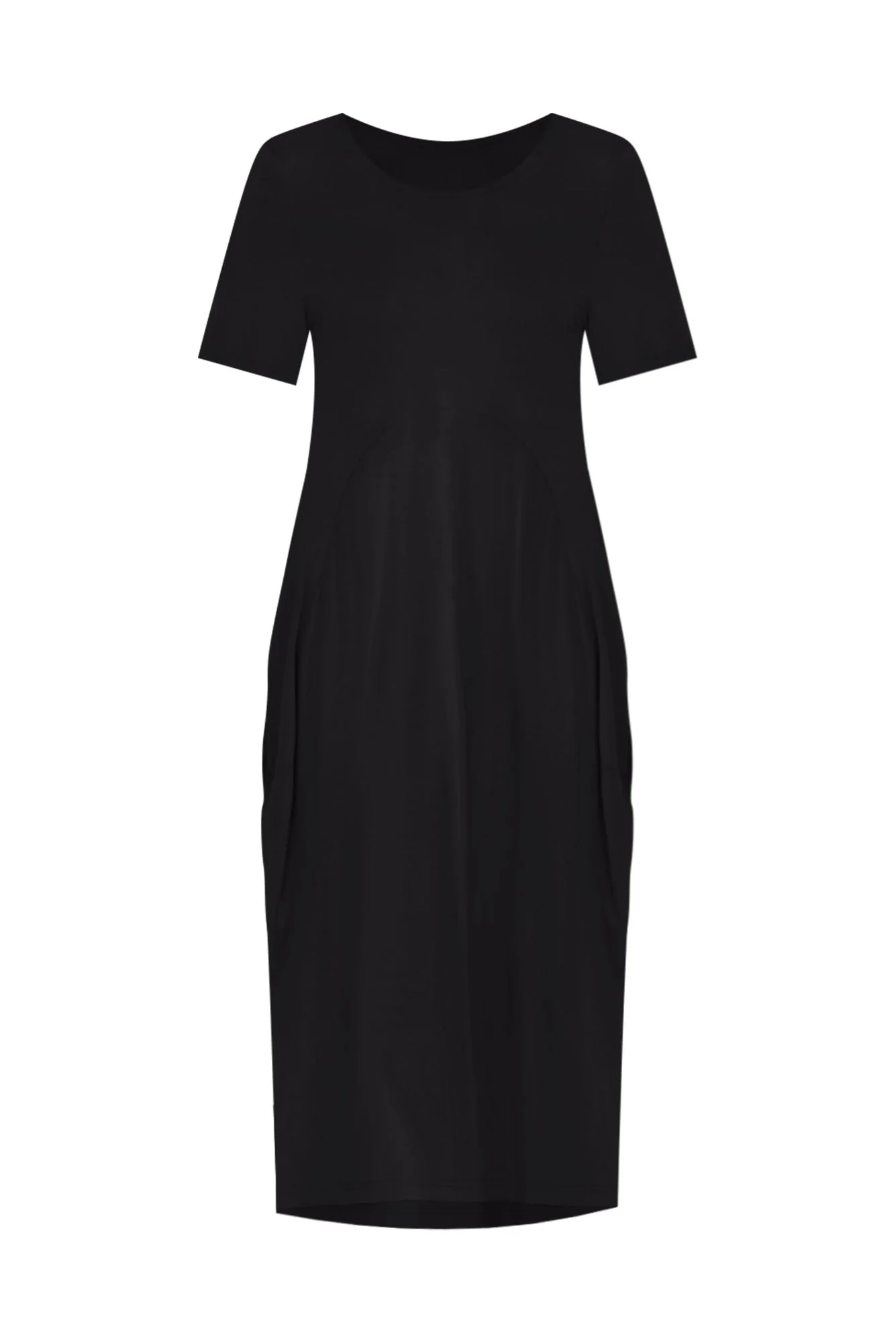 Glenda Black Short Sleeve Crescent Dress