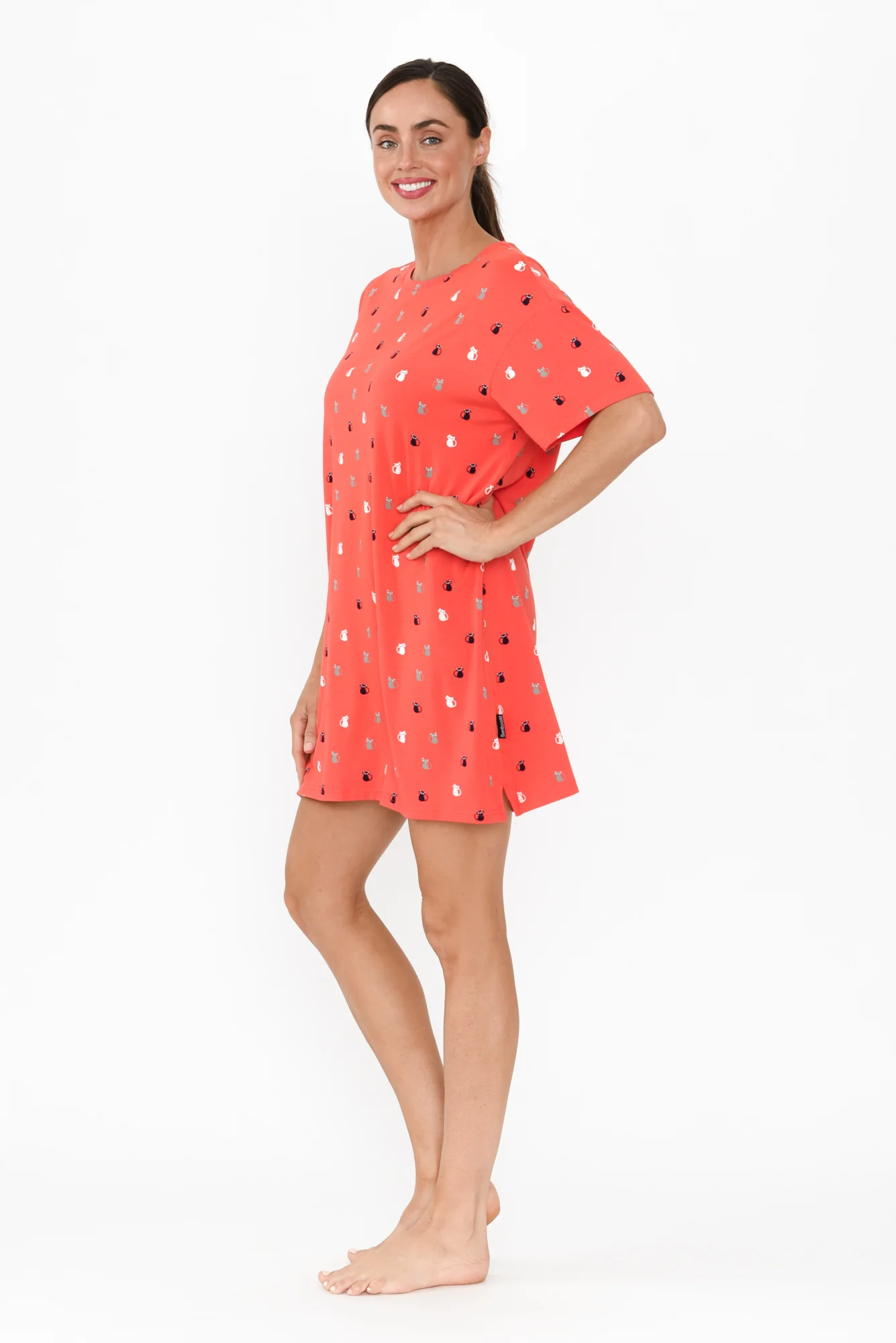 Collie Coral Kitty Bamboo Nightie