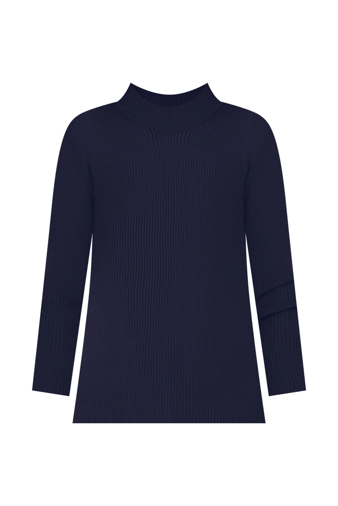 Laurina Navy Cotton Blend Ribbed Top