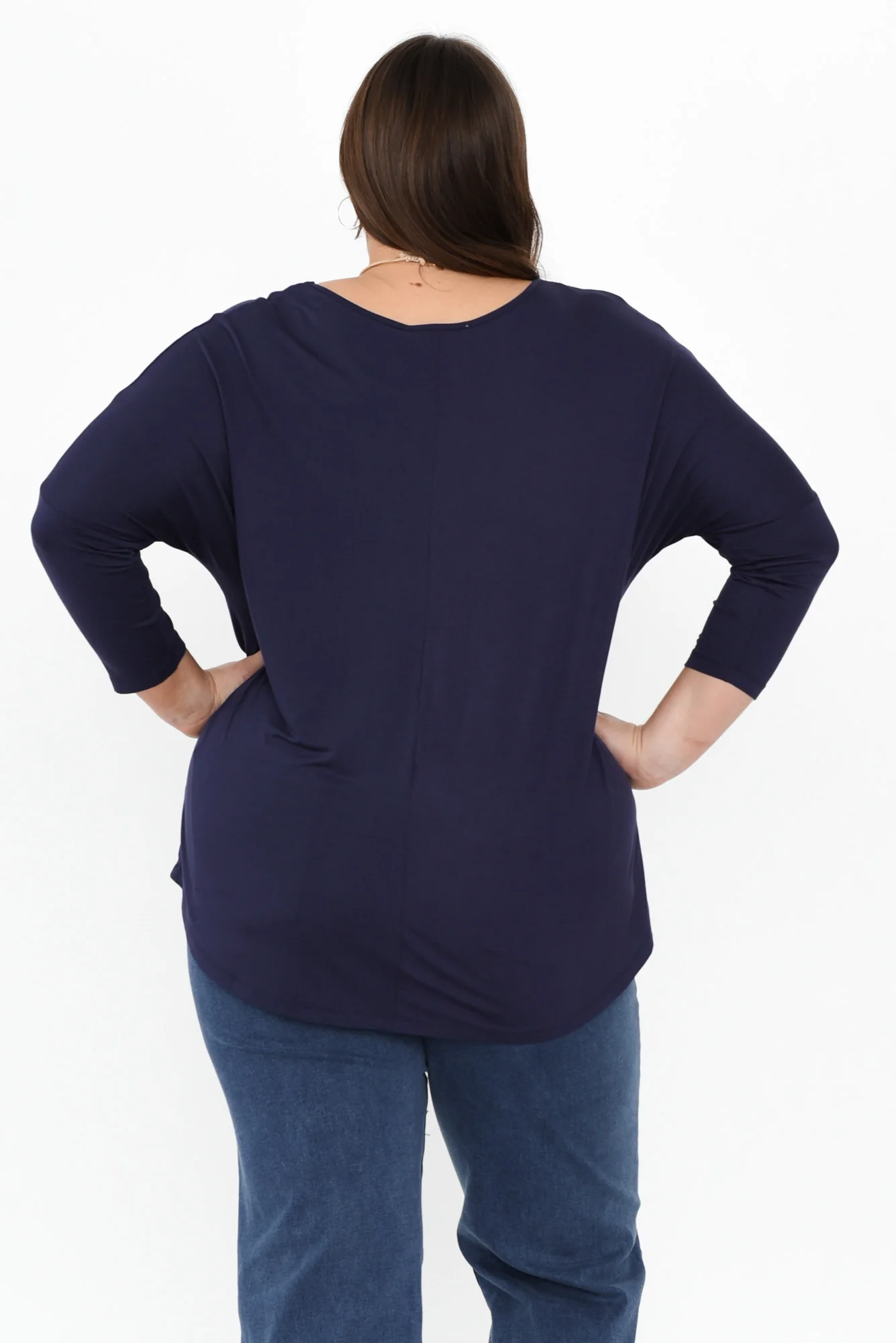 Navy Milan 3/4 Sleeve Top