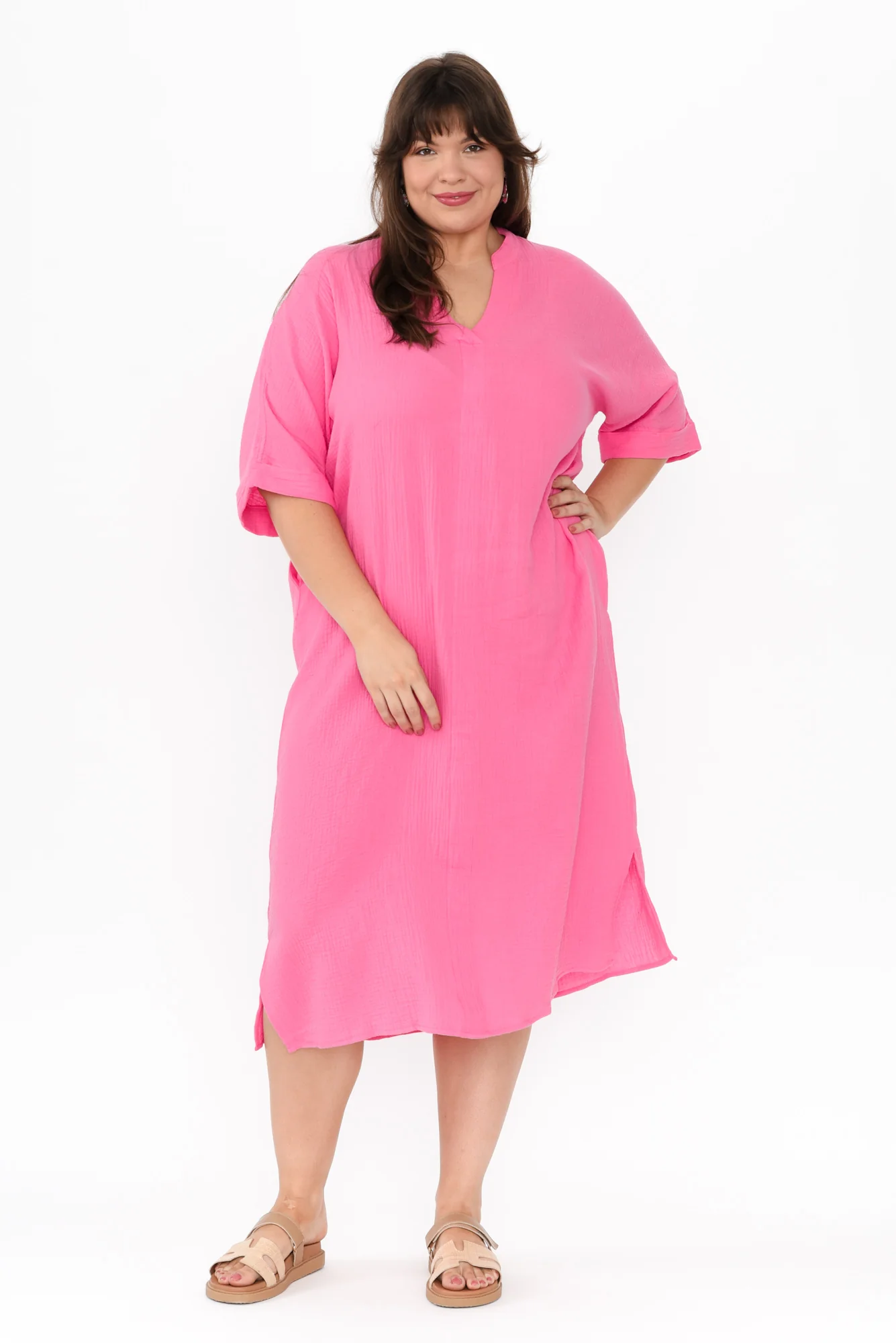 Juniper Pink Cotton Cheesecloth Dress